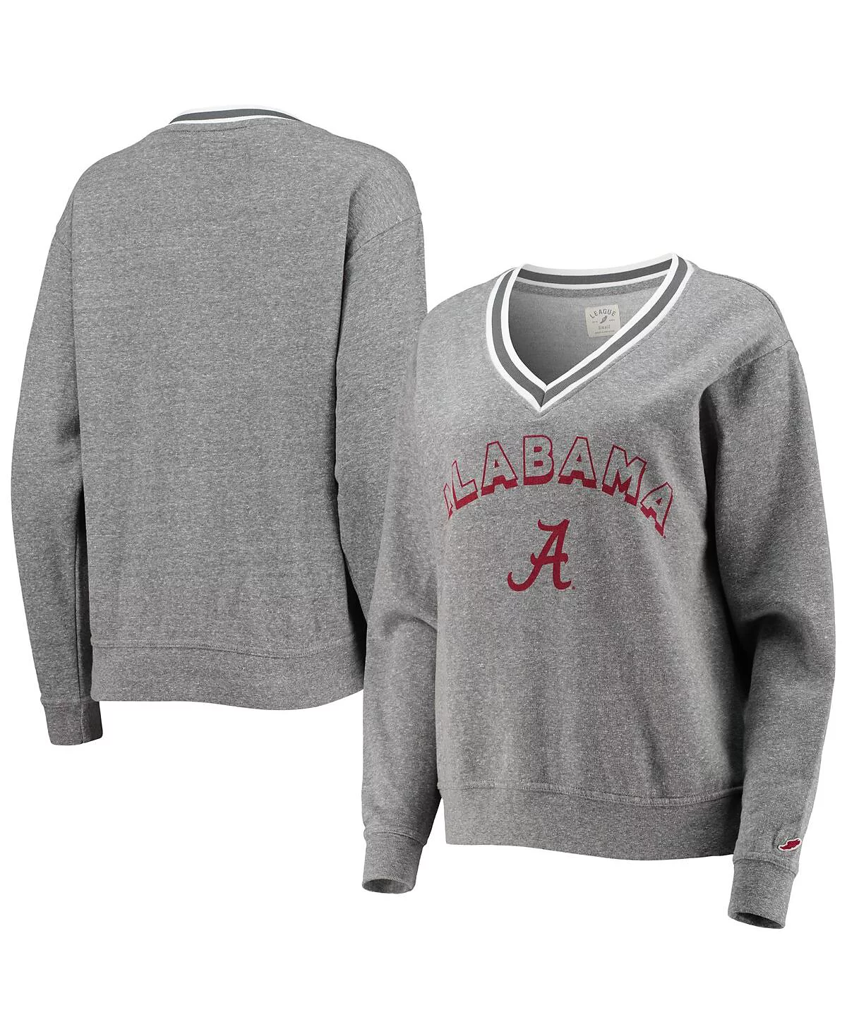 Womens League Collegiate Wear Heathered Gray Alabama Crimson Tide Victory Springs Tri-Blend V-Neck Pullover Sweatshirt 9090₽