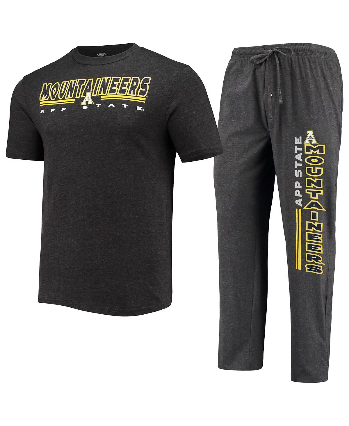Mens Concepts Sport Heathered Charcoal and Black Appalachian State Mountaineers Meter T-shirt and Pants Sleep Set 8590₽
