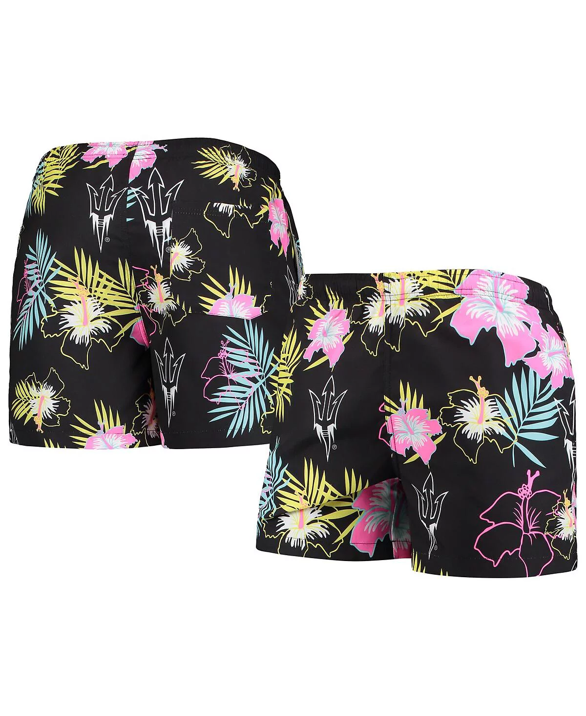 Mens FOCO Black Arizona State Sun Devils Neon Floral Swim Trunks 6990₽