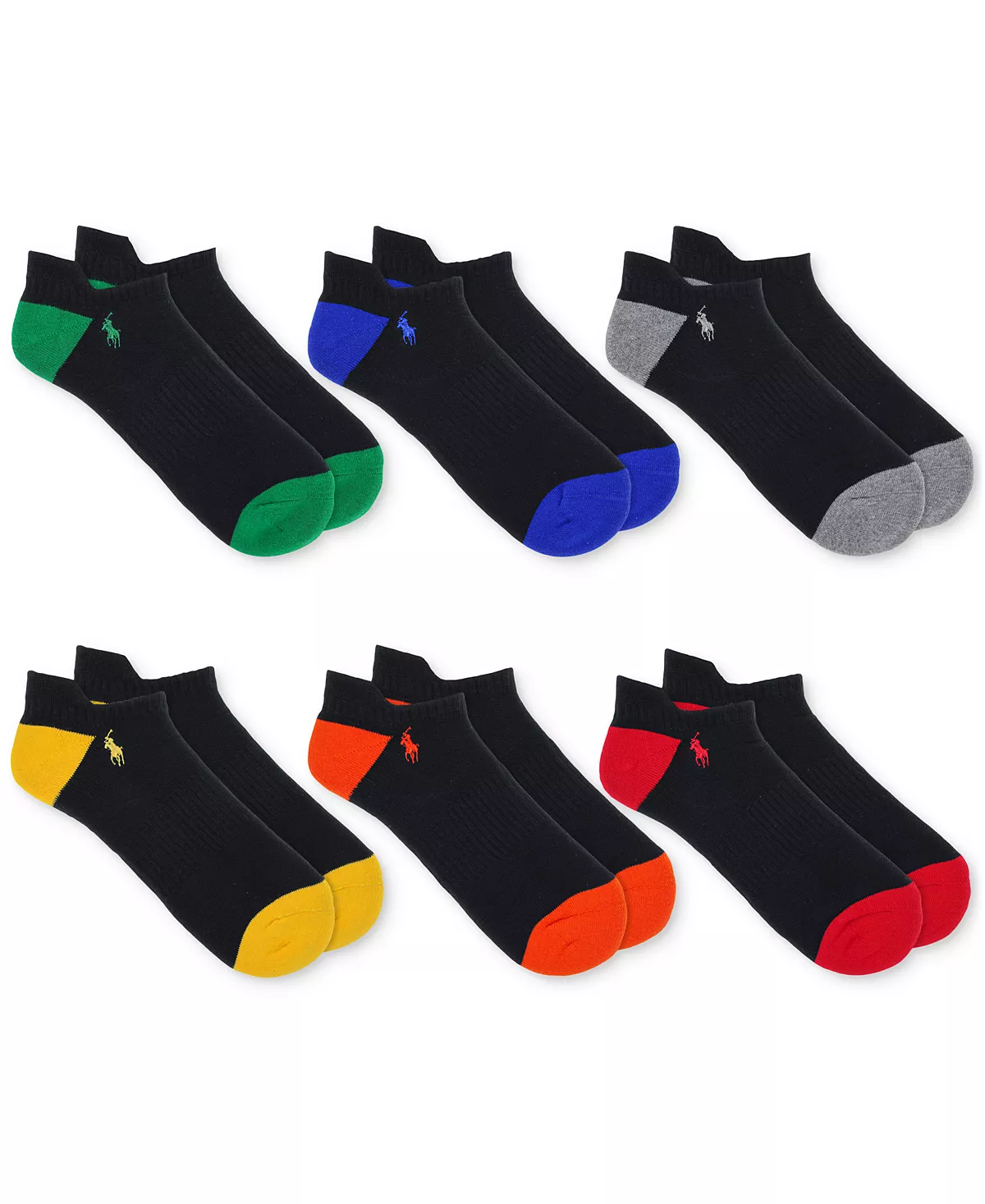  Мужские носки 6-Pk. Яркие носки с глубоким вырезом на пятке.