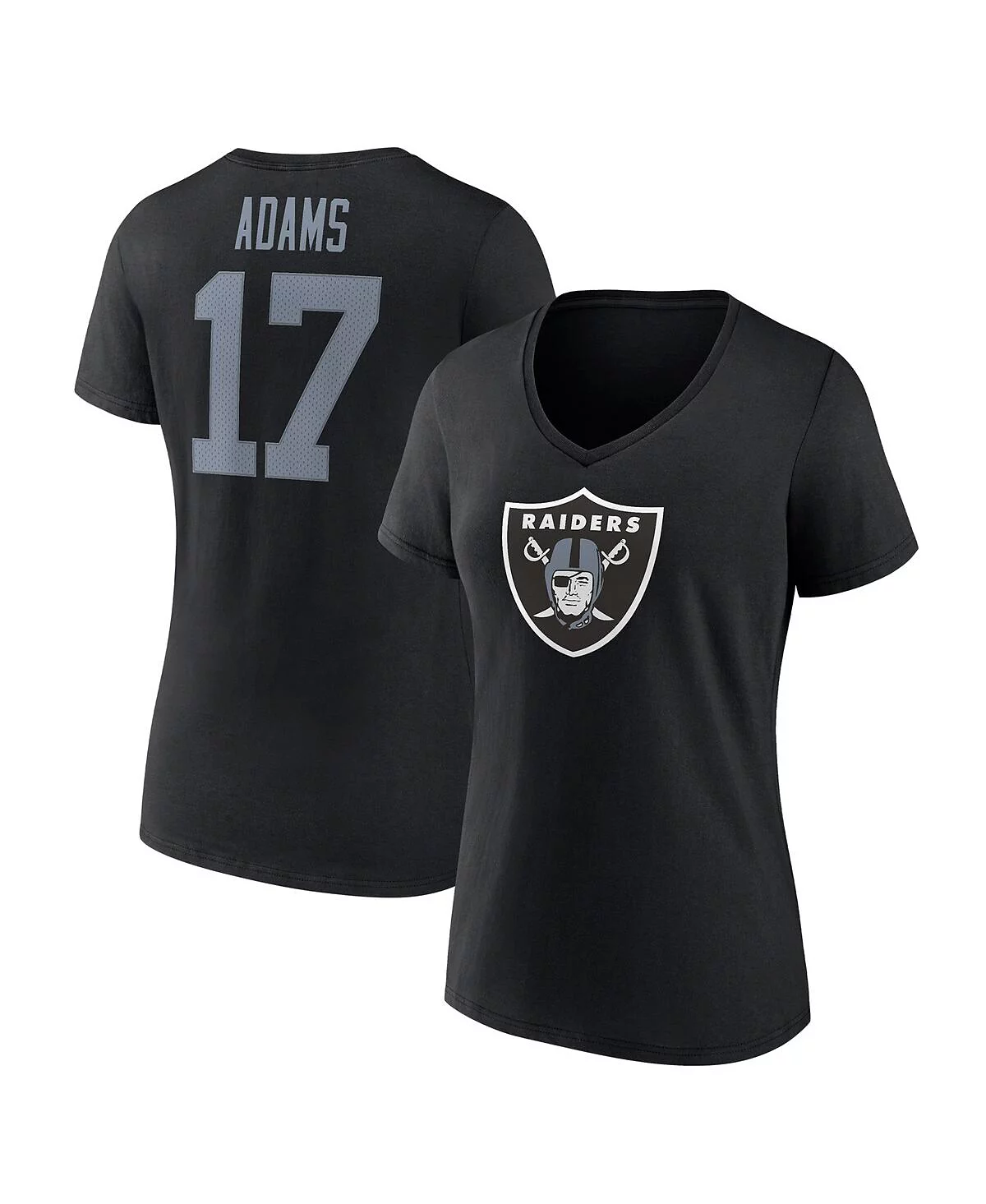 Womens Fanatics Davante Adams Black Las Vegas Raiders Player Icon Name and Number V-Neck T-shirt 4890₽
