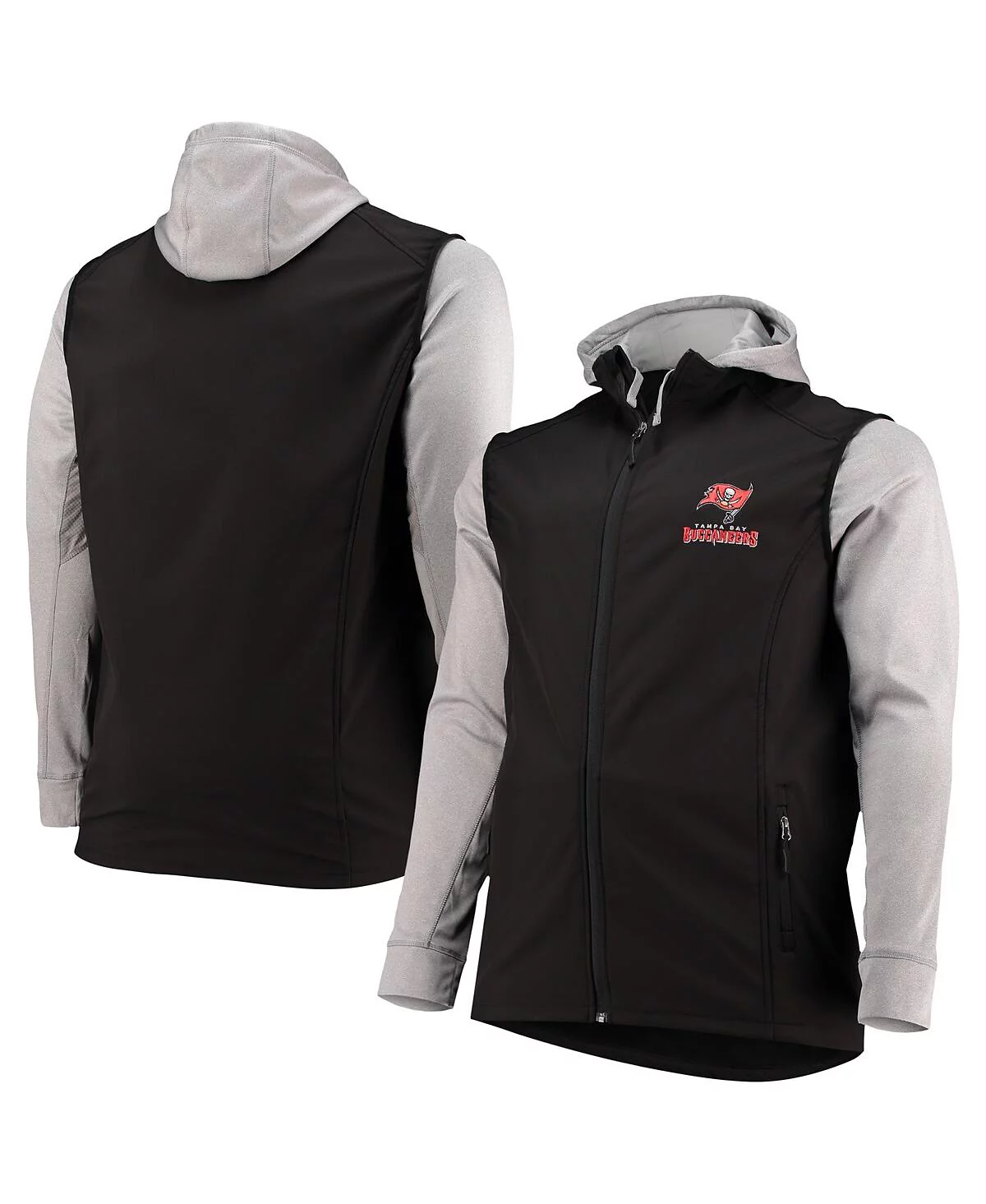 Mens Dunbrooke Black and Gray Tampa Bay Buccaneers Big and Tall Alpha Full-Zip Hoodie Jacket 10690₽