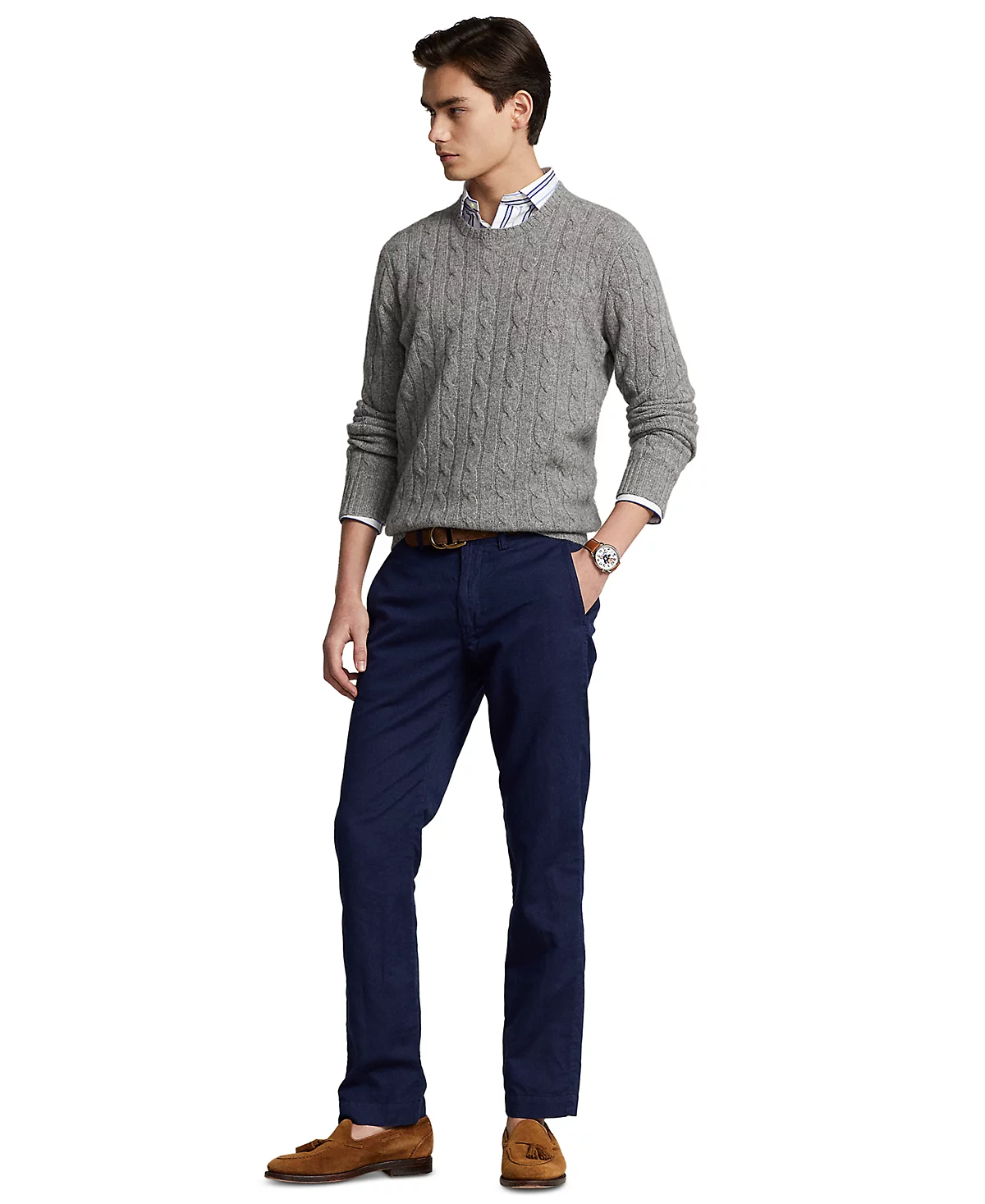 Мужские брюки Polo Ralph Lauren классического кроя из льняной смеси