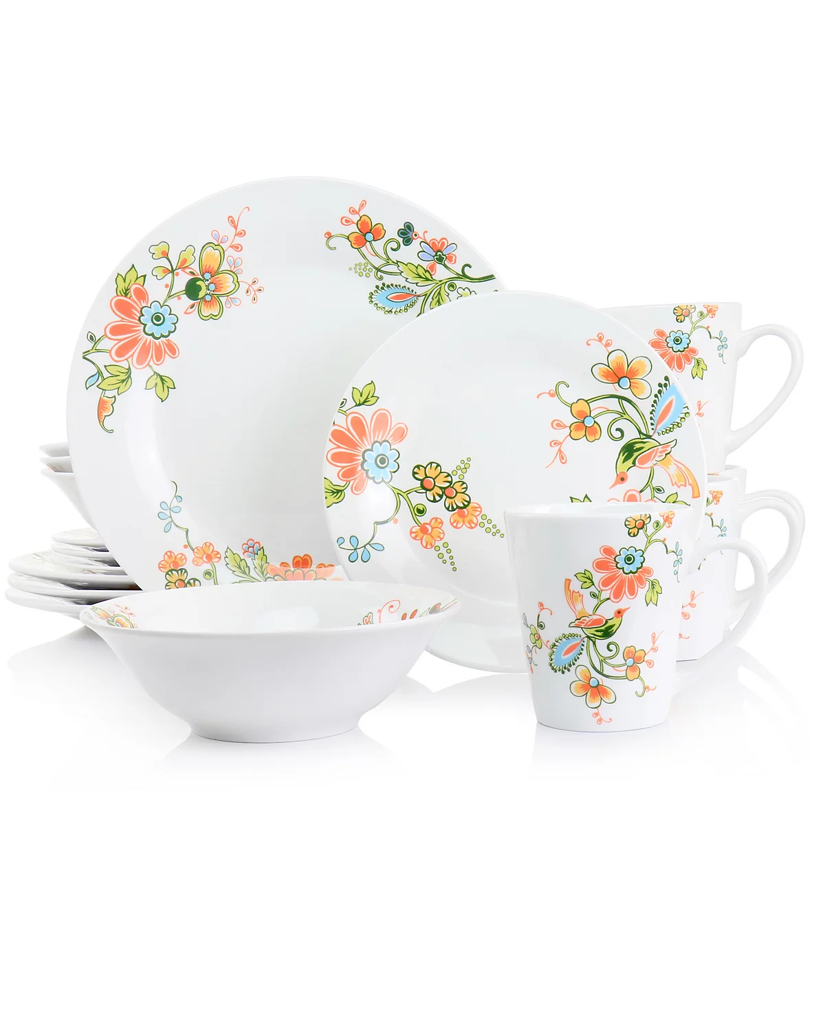 Elama Floral Zoe 16 Piece Round Porcelain Dinnerware Set Service for 4 15190₽