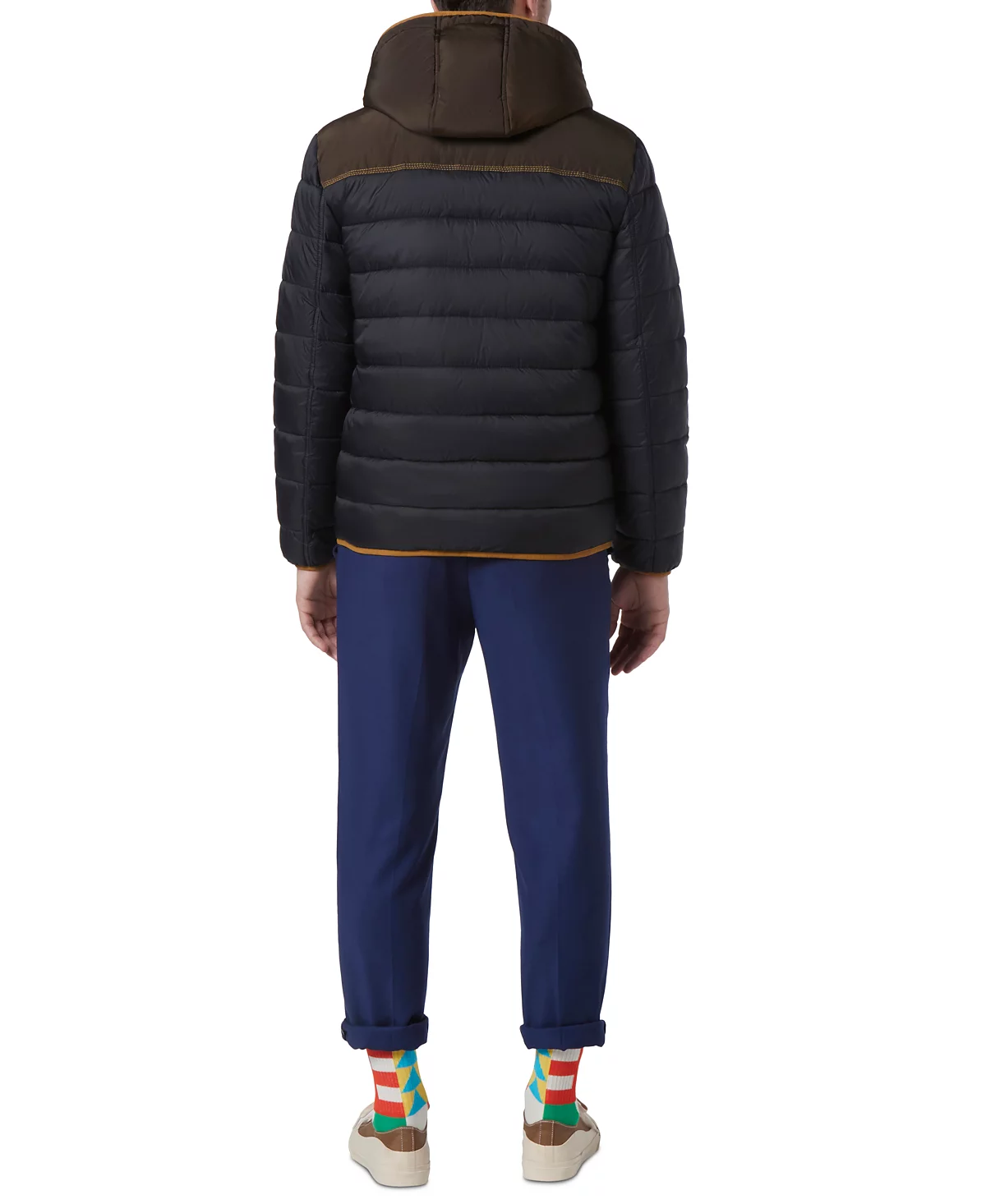 Marc New York Mens Malone Mixed-Media Colorblocked Packable Hooded Jacket 18990₽