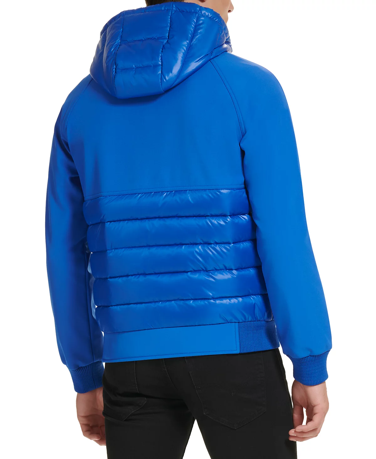 Kenneth Cole Mens Mixed Media Soft Shell Hooded Jacket 47590₽