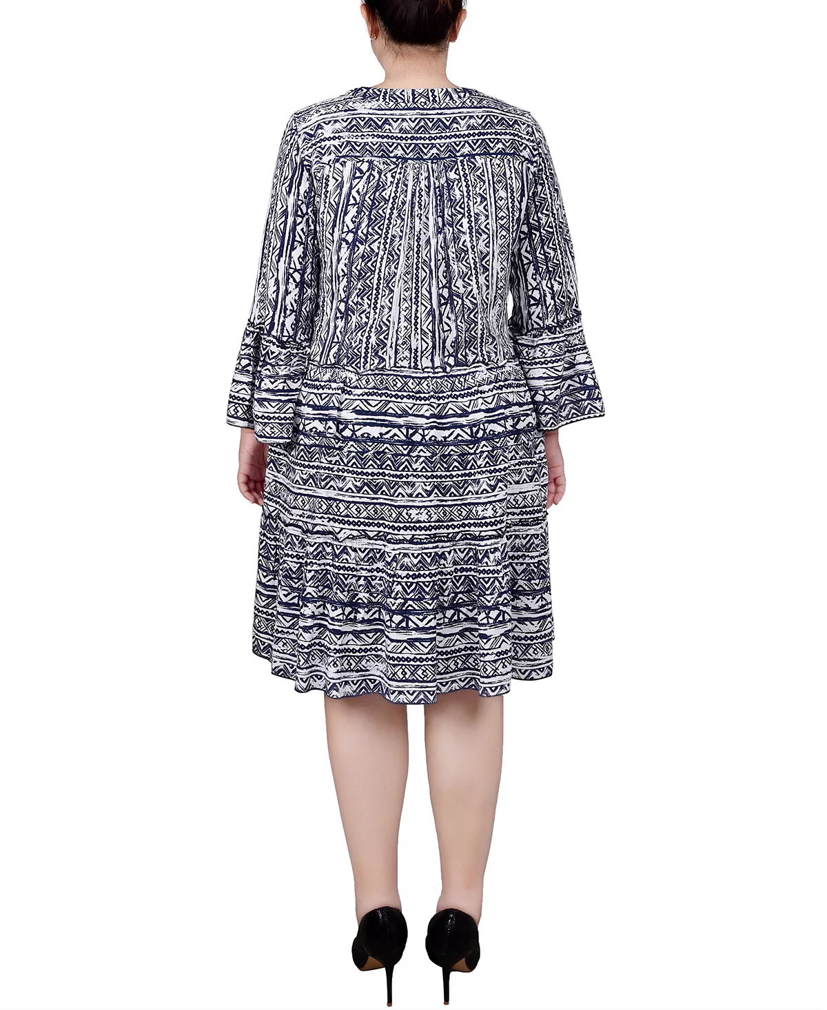 NY Collection Plus Size 3/4 Sleeve Tiered Dress