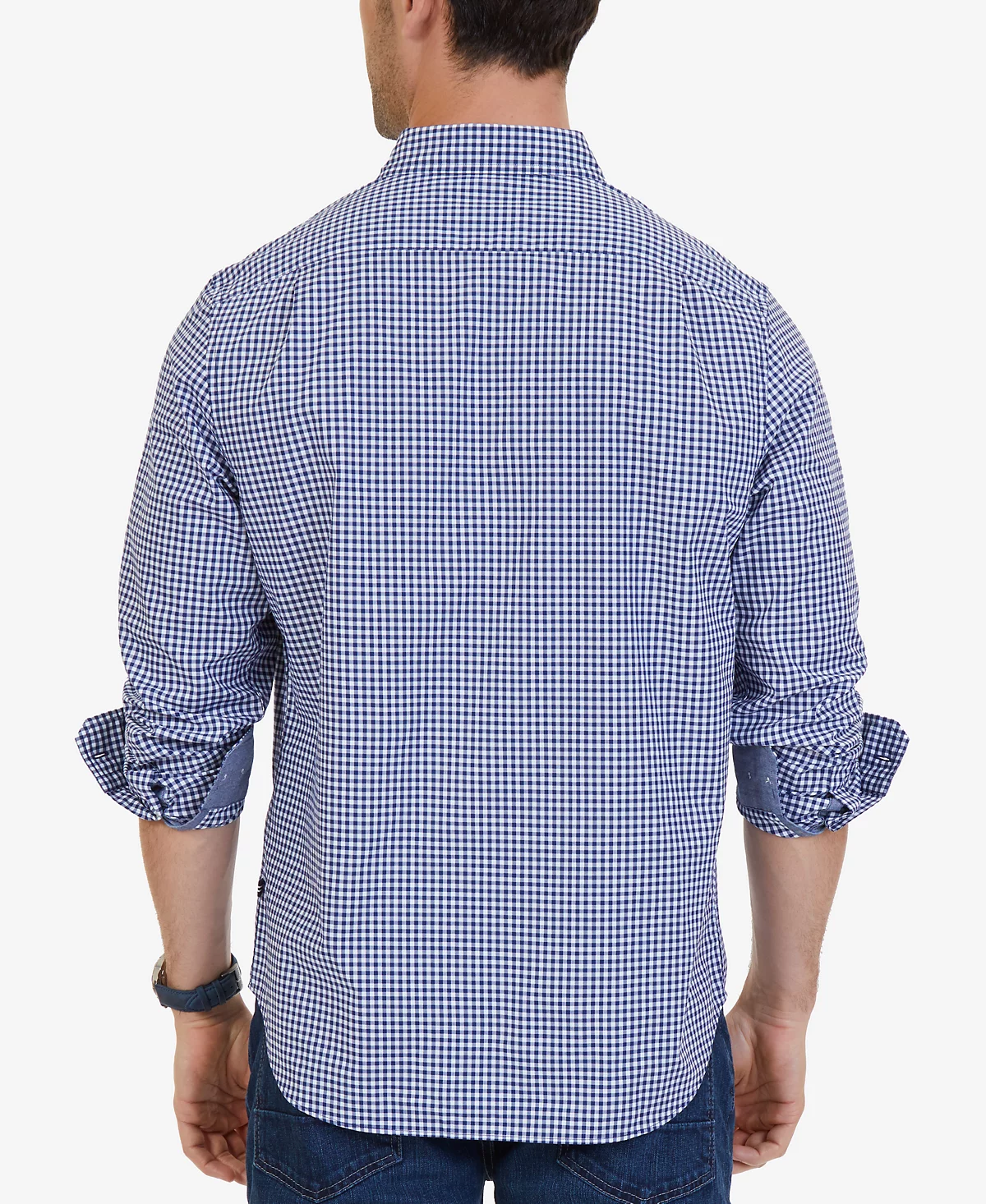 Nautica Mens Classic-Fit Long-Sleeve Gingham Check Poplin Shirt 12790₽