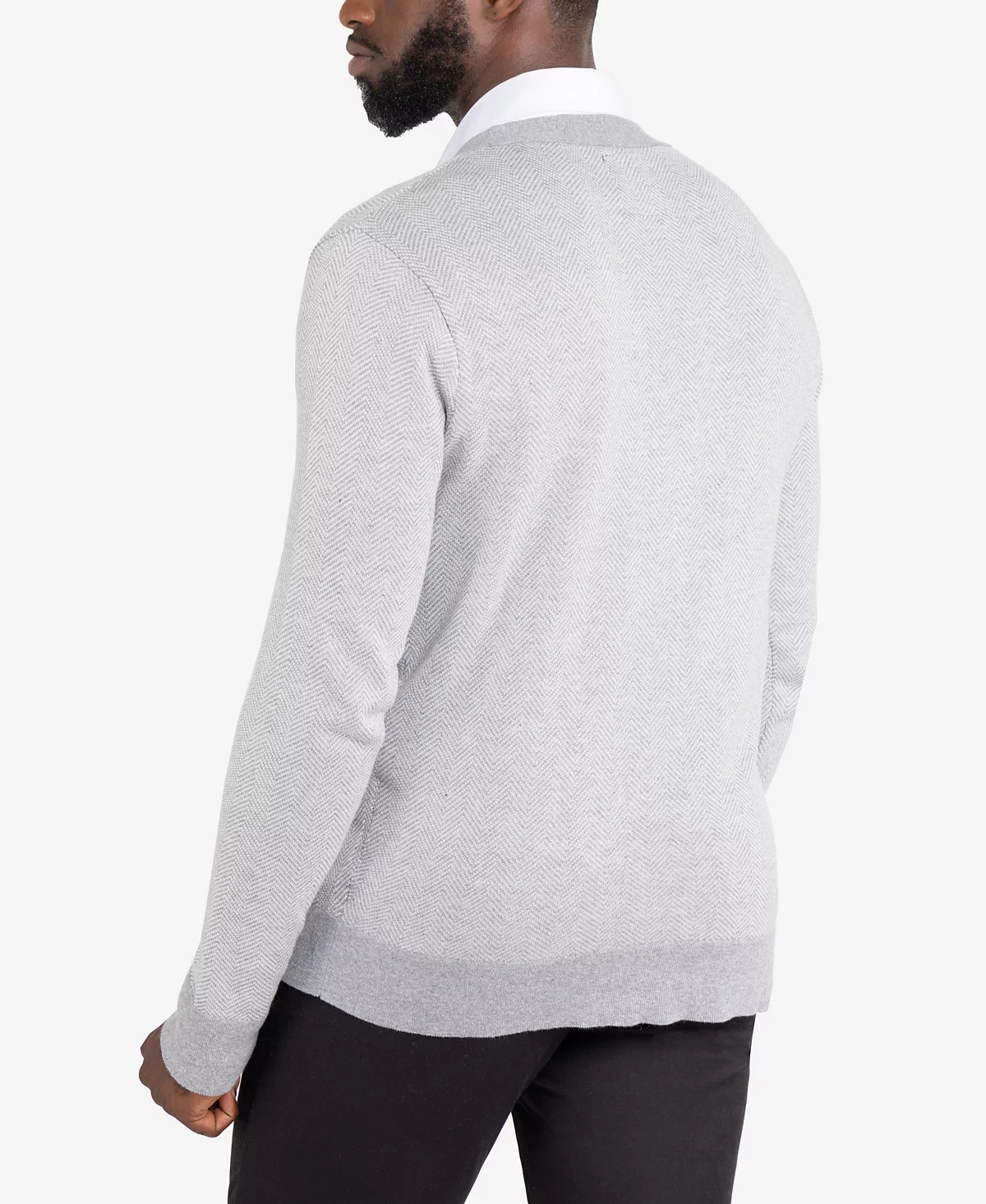 X-Ray Men's Herringbone Cardigan Sweater