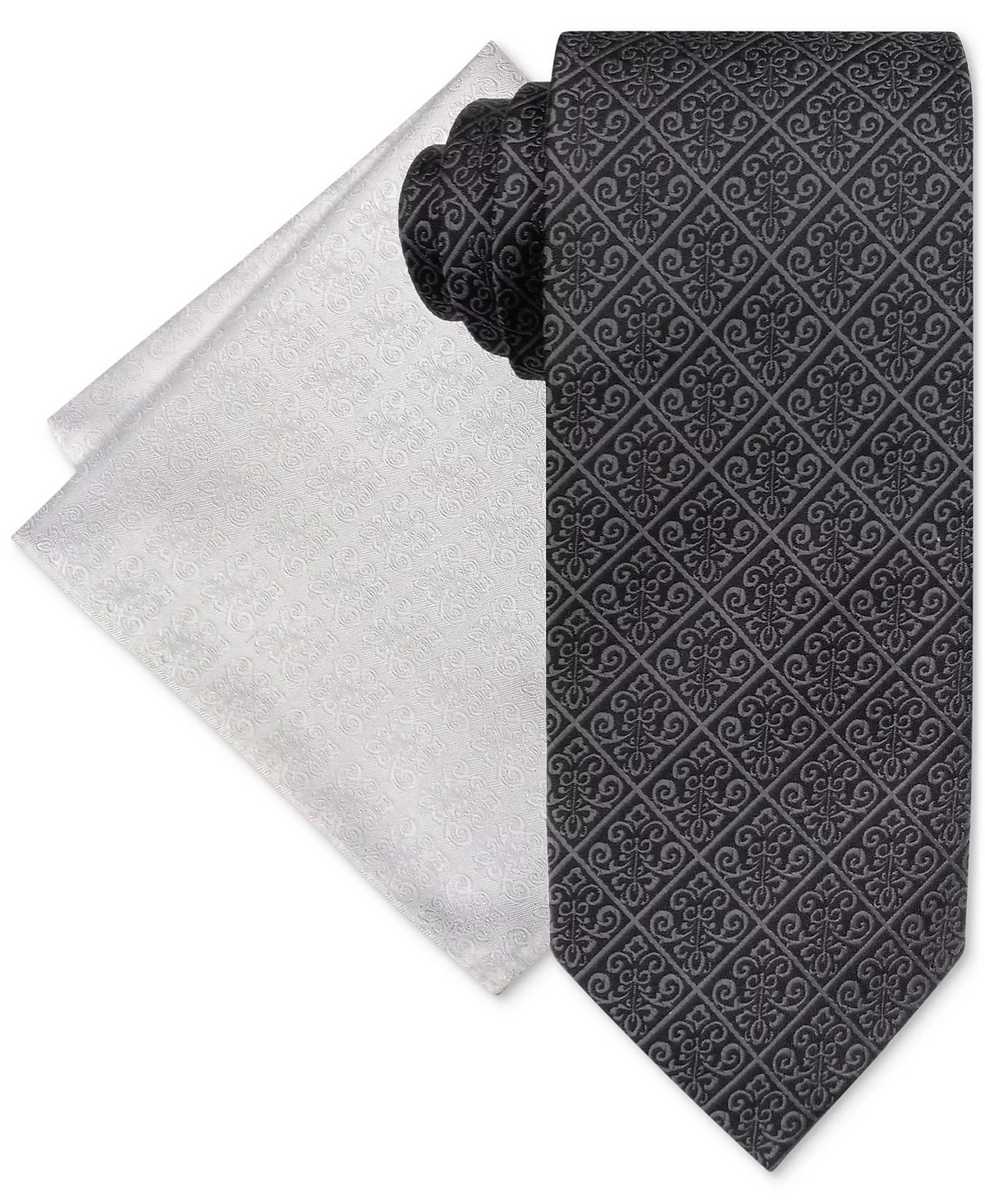 Steve Harvey Men's Medallion Tie - Pocket Square Set
