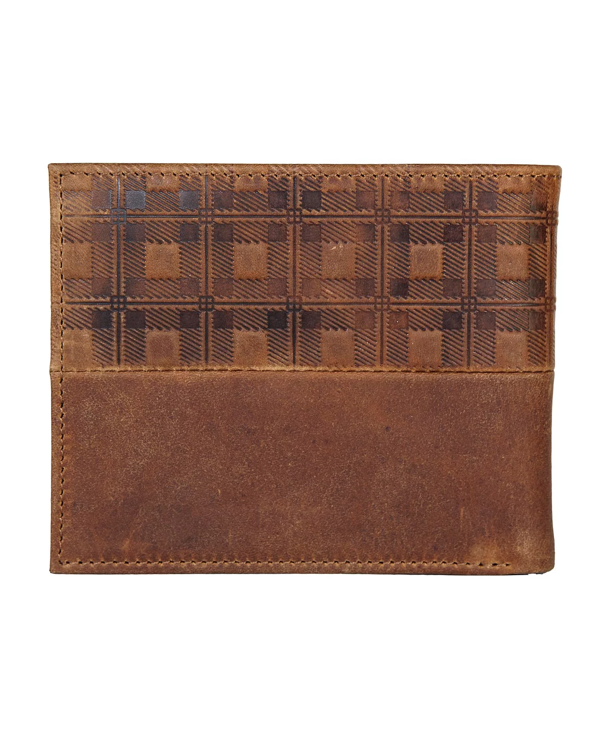 Lucky Brand Mens Plaid Embossed Leather Bifold Wallet 9390₽