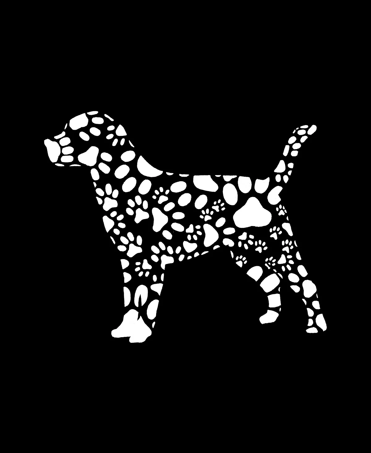 LA Pop Art Men's Dog Paw Prints Word Art Long Sleeves T-shirt