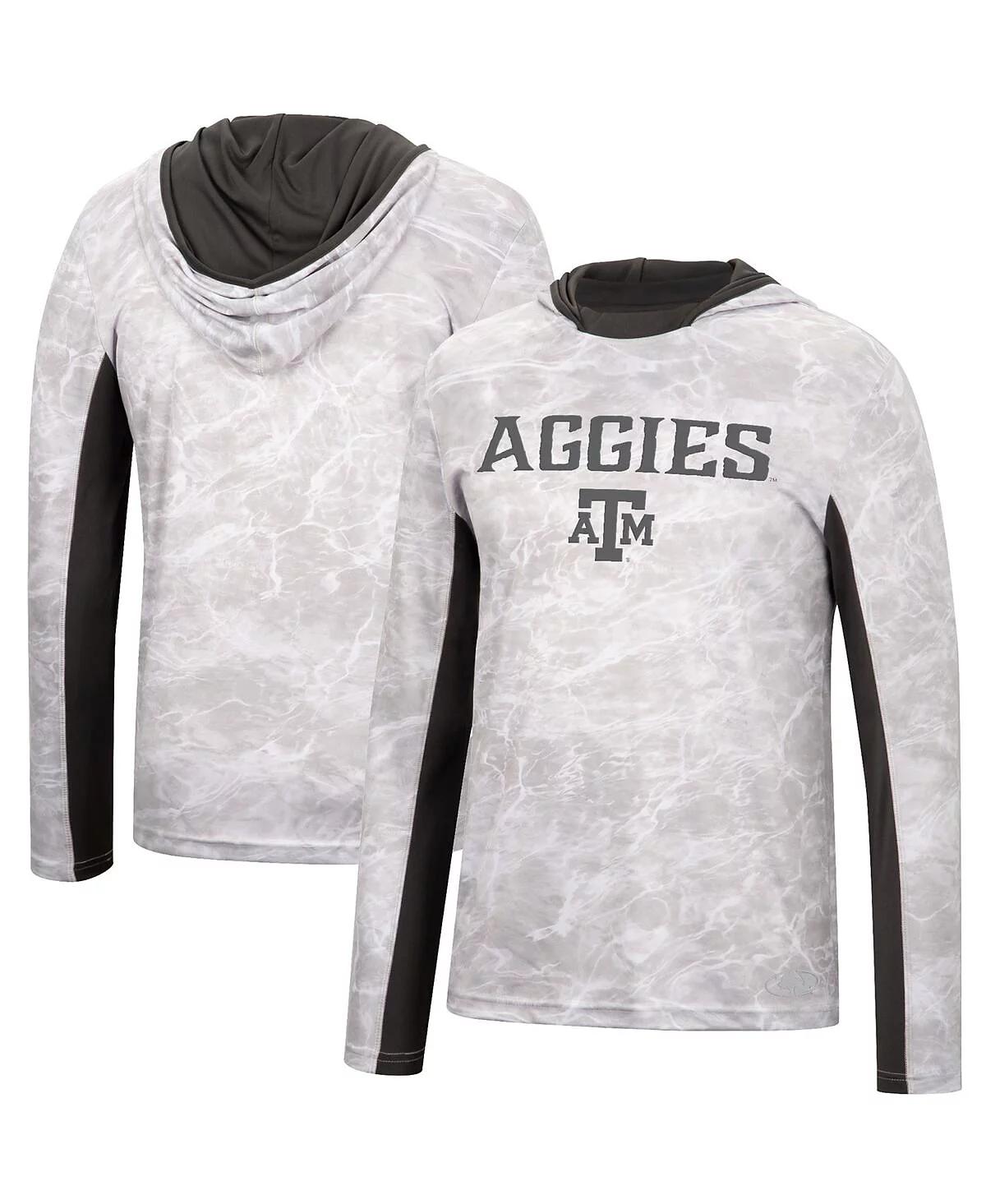 Mens Colosseum White Texas A-M Aggies Mossy Oak SPF 50 Performance Long Sleeve Hoodie T-shirt 7790₽