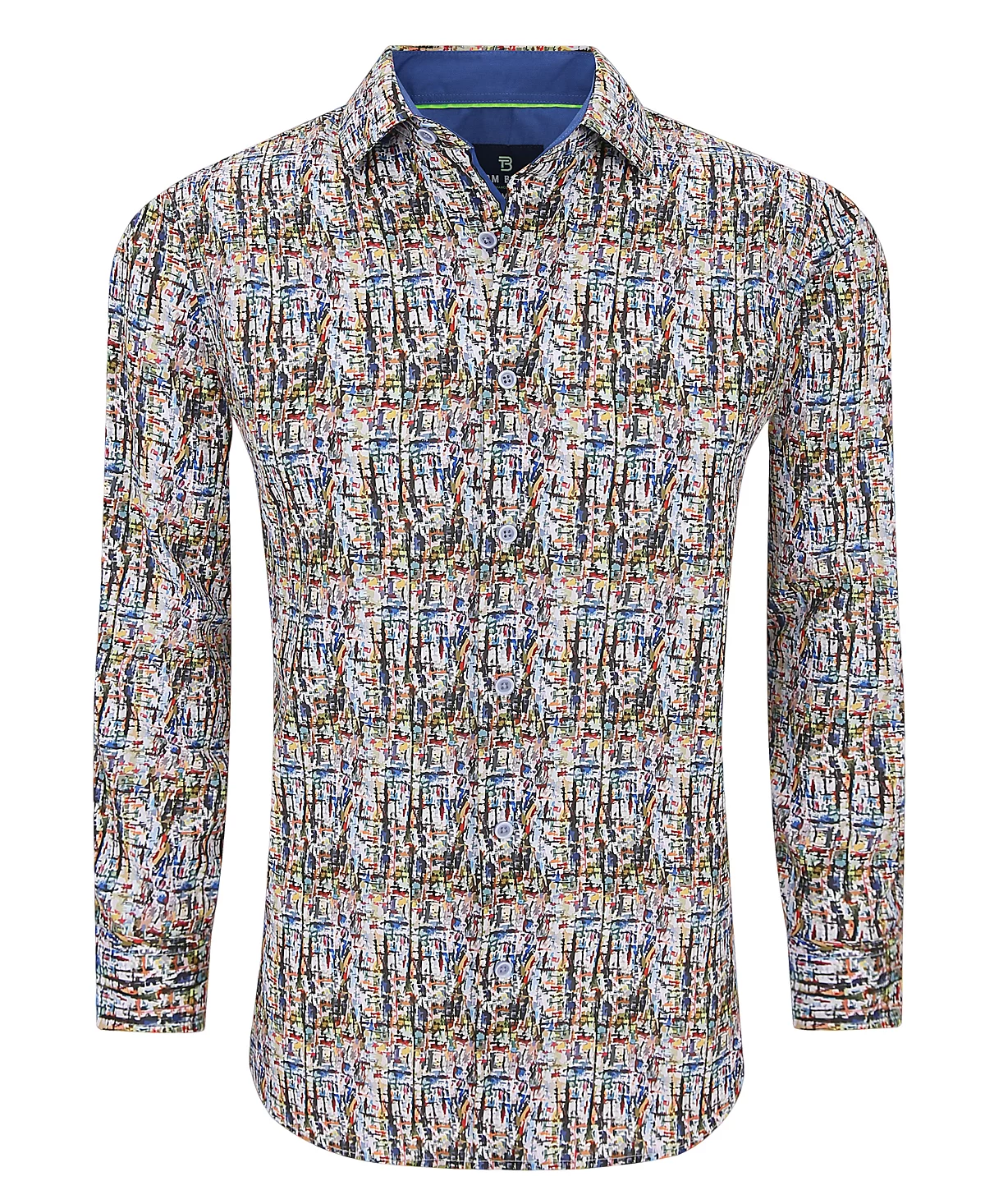 Tom Baine Men's Slim Fit Performance Long Sleeve Printed Dress Shirt
