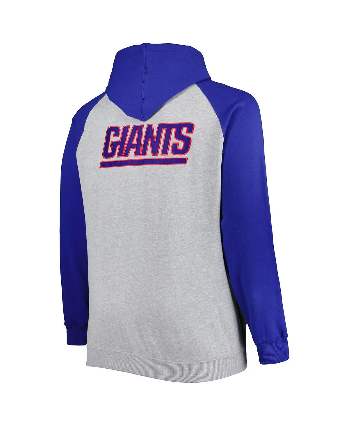 Mens Heather Gray New York Giants Big and Tall Fleece Raglan Full-Zip Hoodie Jacket 11390₽