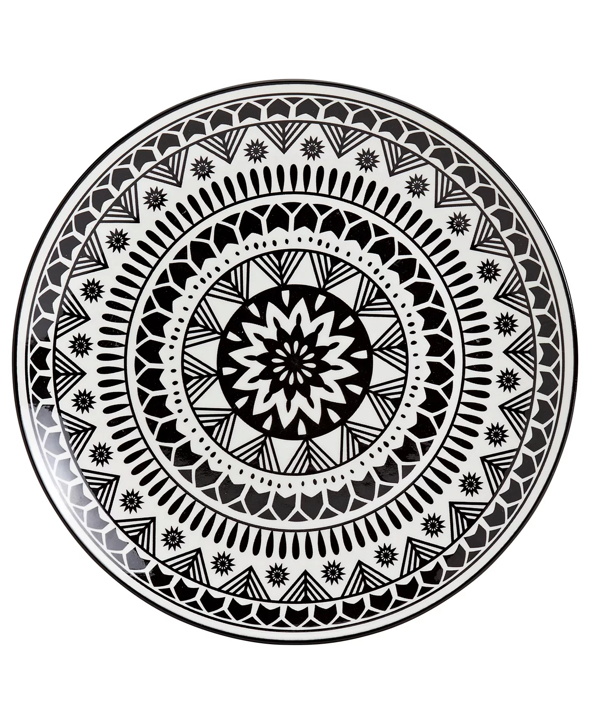 Tabletops Unlimited 12 Pc. Black Pad Print Dinnerware Set, Service for 4