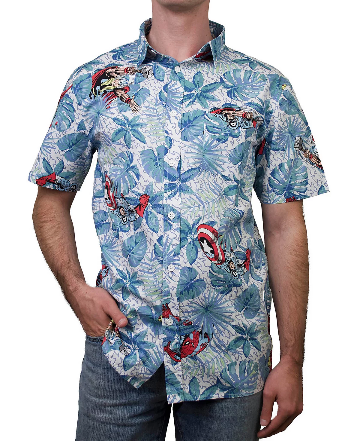 Fifth Sun Mens Marvel Retro Paradise Short Sleeves Woven Shirt 9490₽