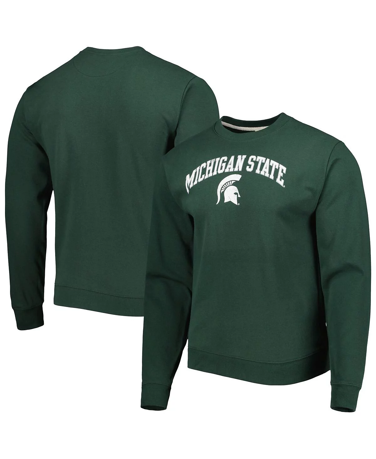 Mens League Collegiate Wear Green Michigan State Spartans 1965 Arch Essential Fleece Pullover Sweatshirt 7790₽