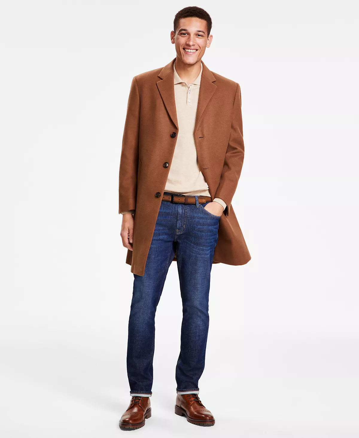 Мужские однотонные пальто классического покроя 17090₽