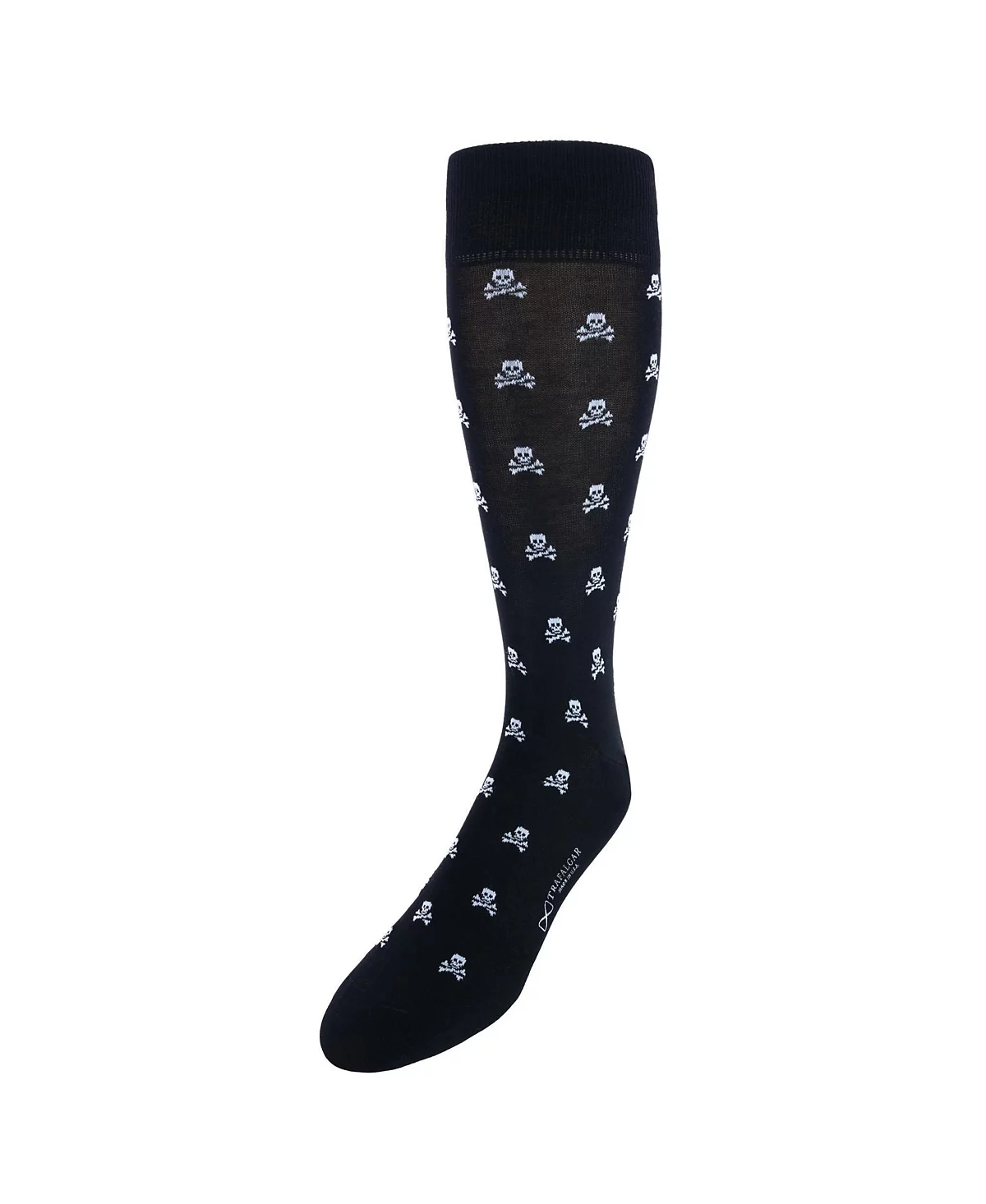 TRAFALGAR Mens Rodger Skull and Cross Bones Mercerized Cotton Mid-Calf Socks 5090₽