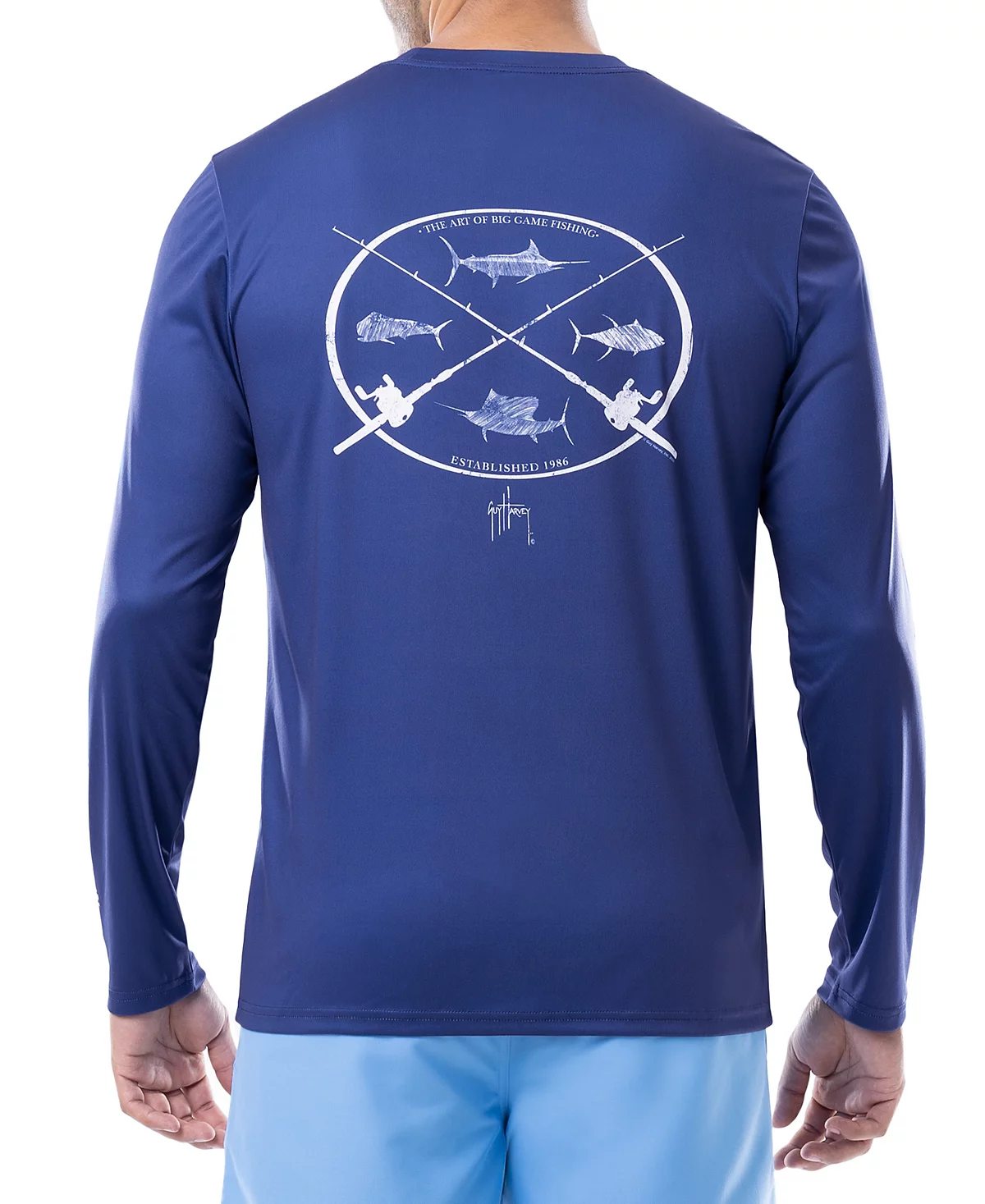 Guy Harvey Mens Art Of Big Game Fishing Logo Graphic Long-Sleeve Sun Protection T-Shirt 5690₽