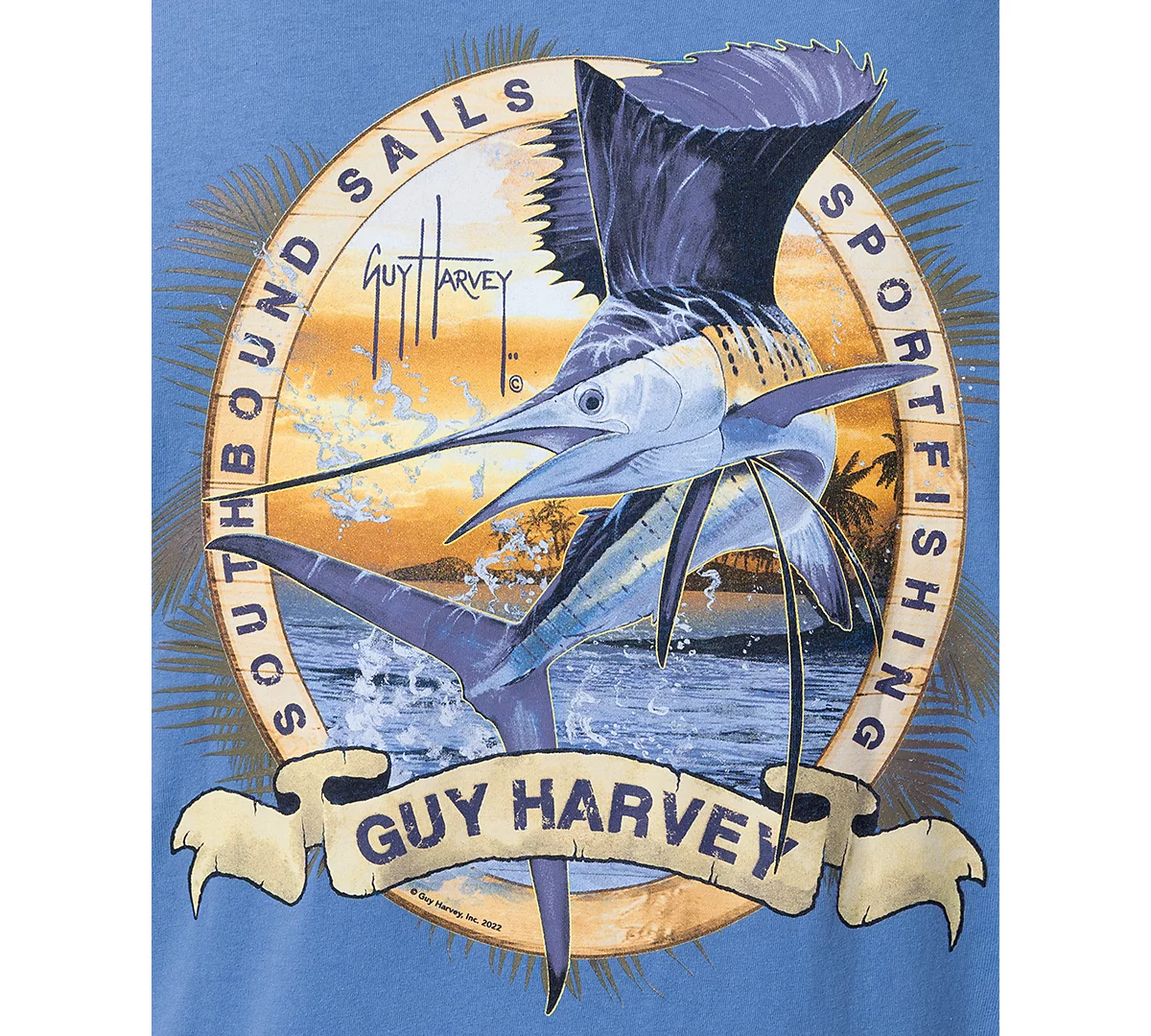Guy Harvey Mens Southbound Sails Sportfishing Logo Graphic Pocket T-Shirt 5290₽