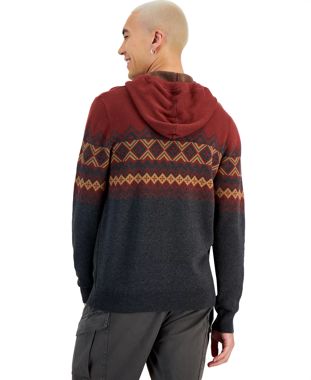 Sun Stone Mens Fair Isle Pullover Hoodie Sweater Created for Macys 5690₽
