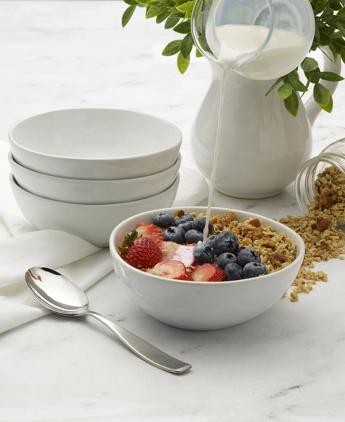 Fitz and Floyd Everyday Whiteware Soup Cereal Bowl 4 Piece Set 9290₽