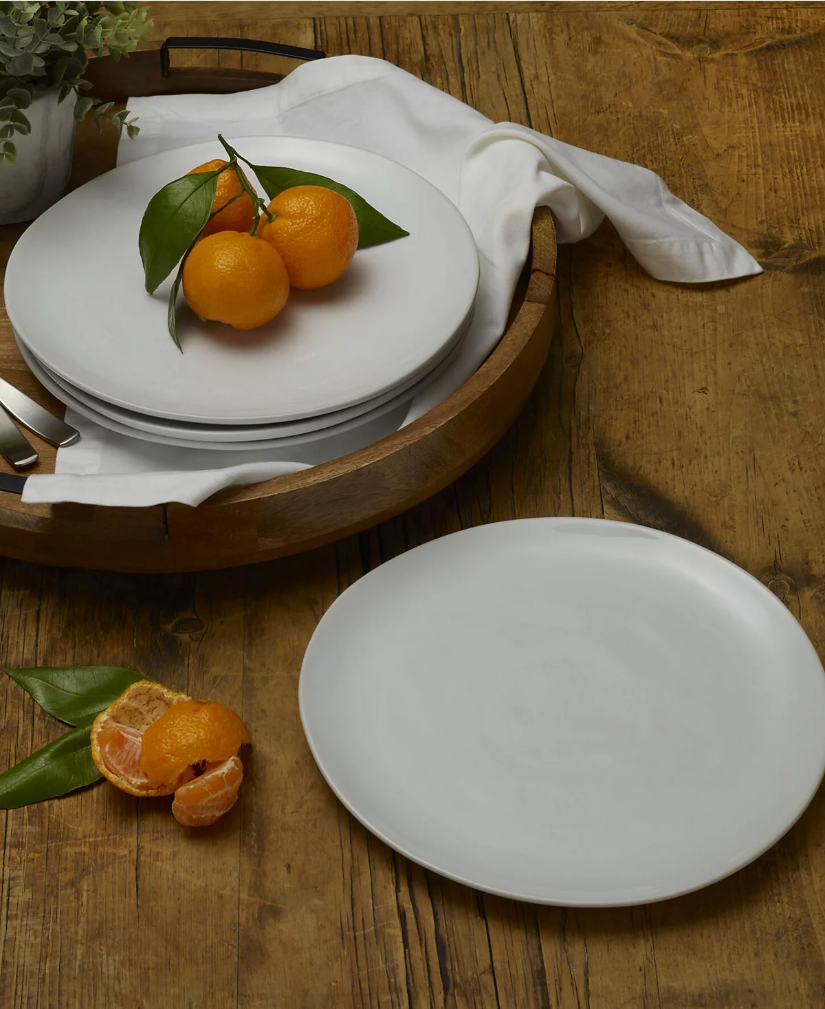 Fitz and Floyd Everyday Whiteware Dinner Plate 4 Piece Set 8590₽