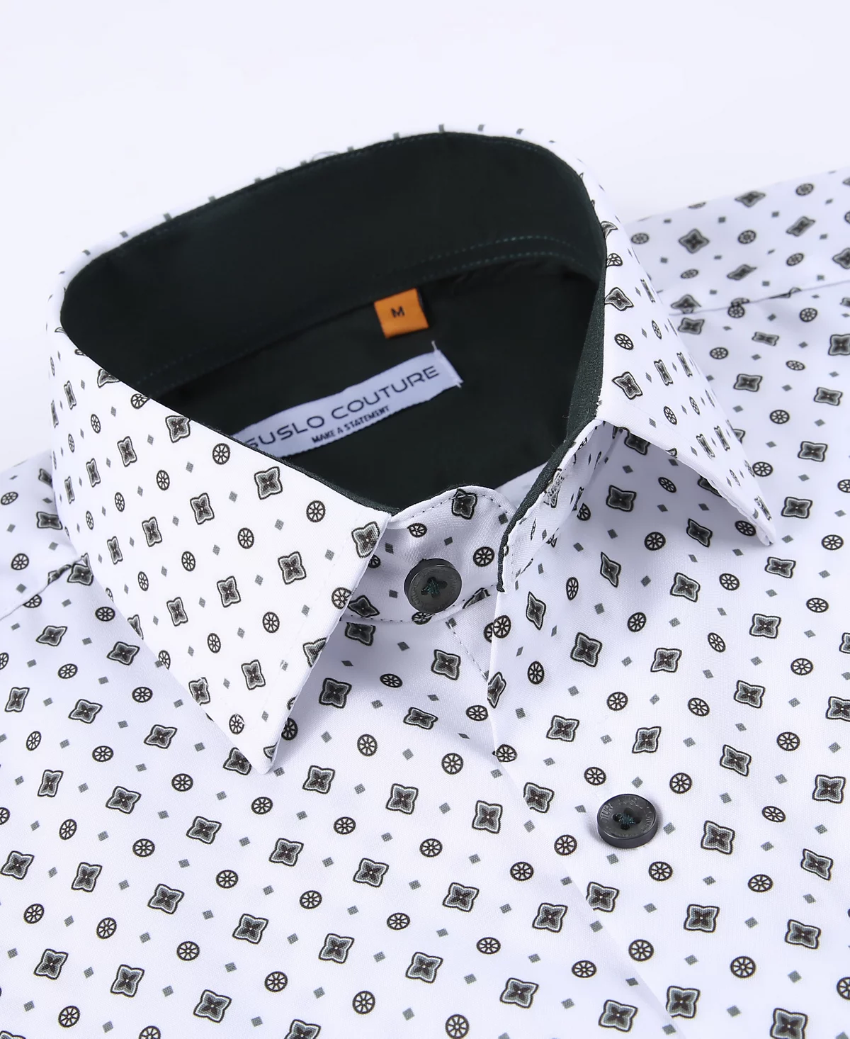 Suslo Couture Men's Slim-Fit Geo-Print Performance Shirt