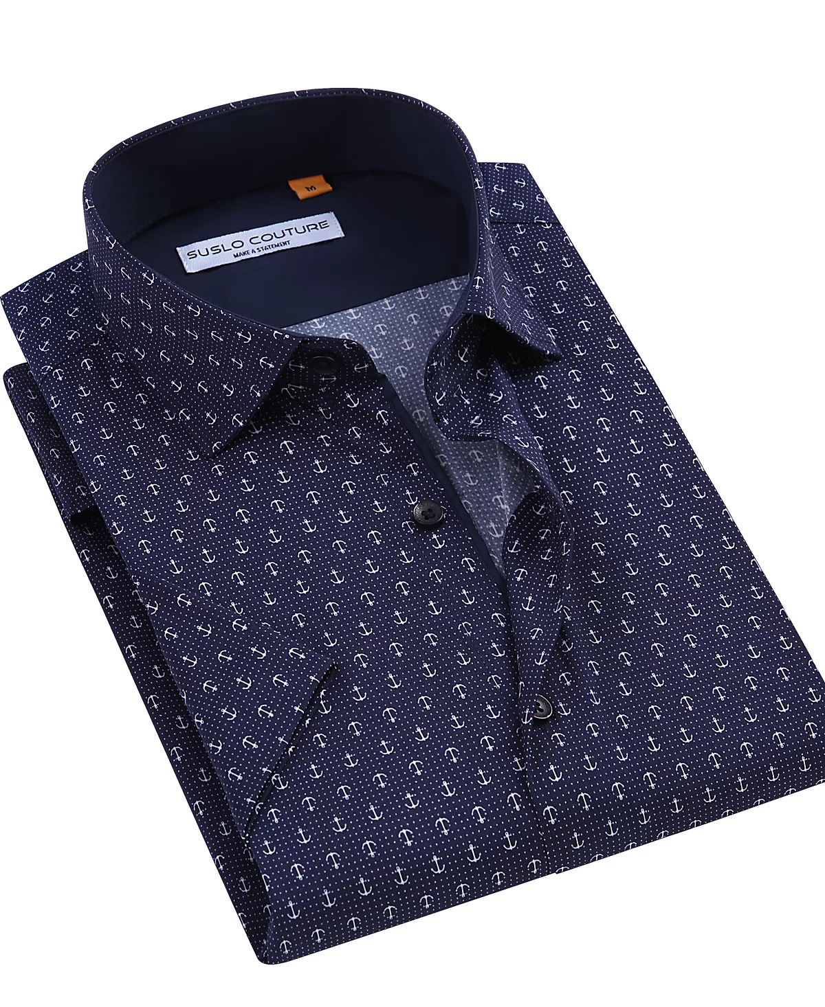 Suslo Couture Men's Slim-Fit Geo-Print Performance Shirt