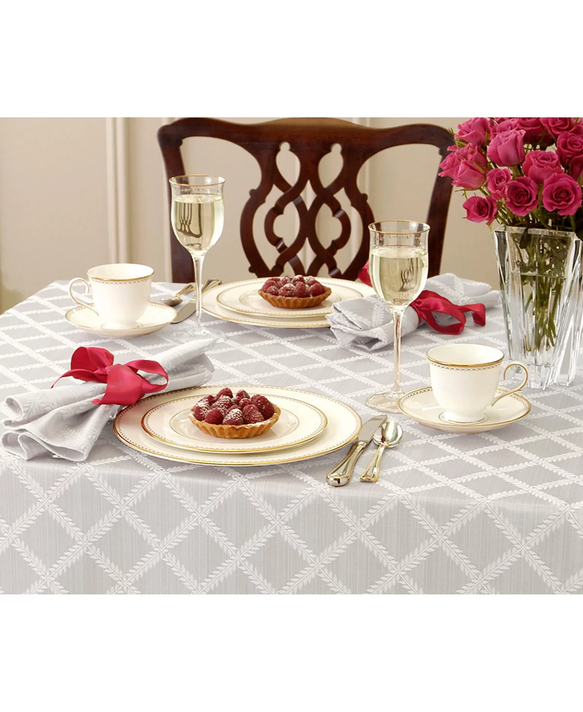 Овальная белая скатерть Lenox с лавровым листом, 70 x 104 