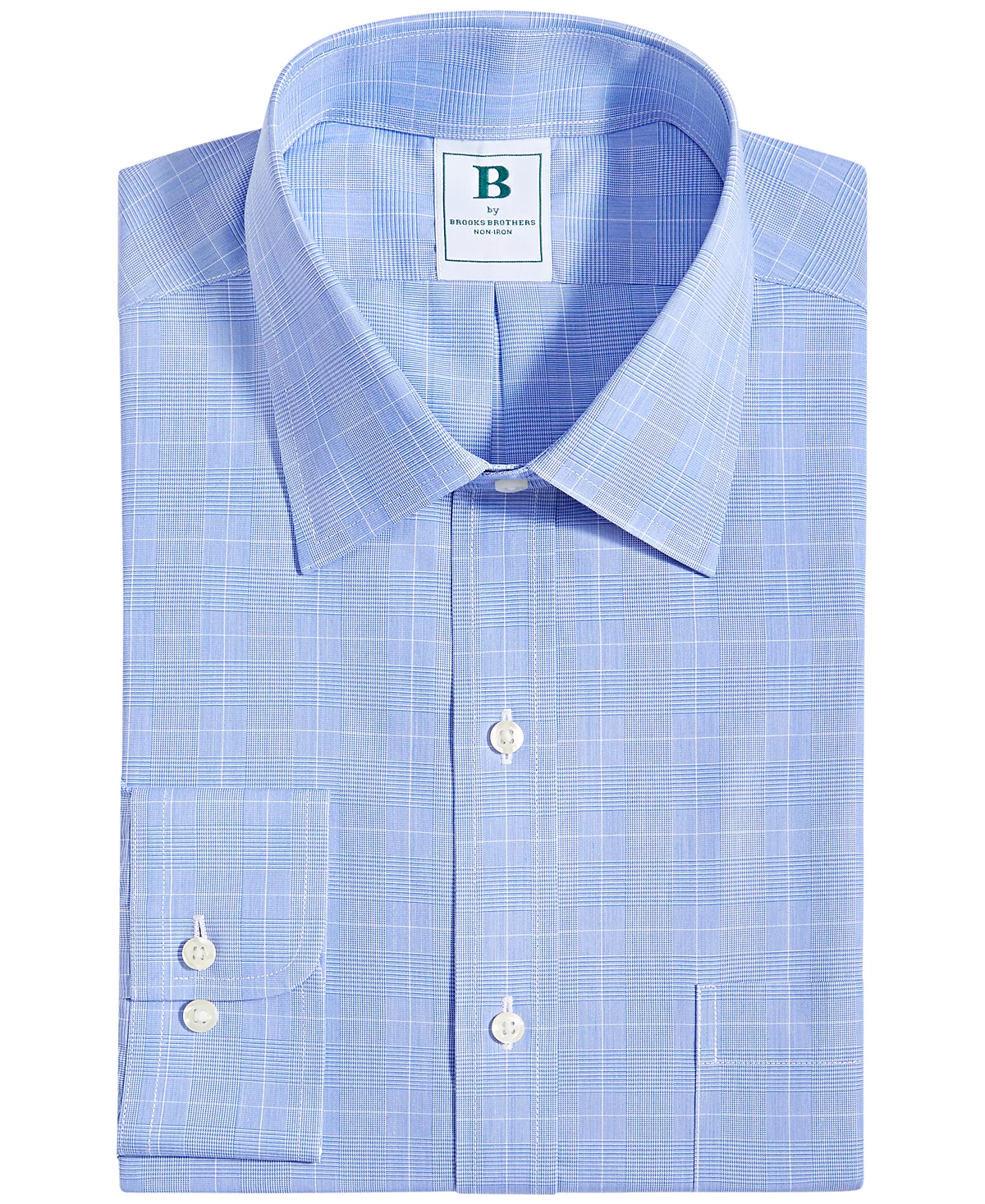 B by Brooks Brothers Mens Regular Fit Non-Iron Glen Plaid Dress Shirt 16890₽