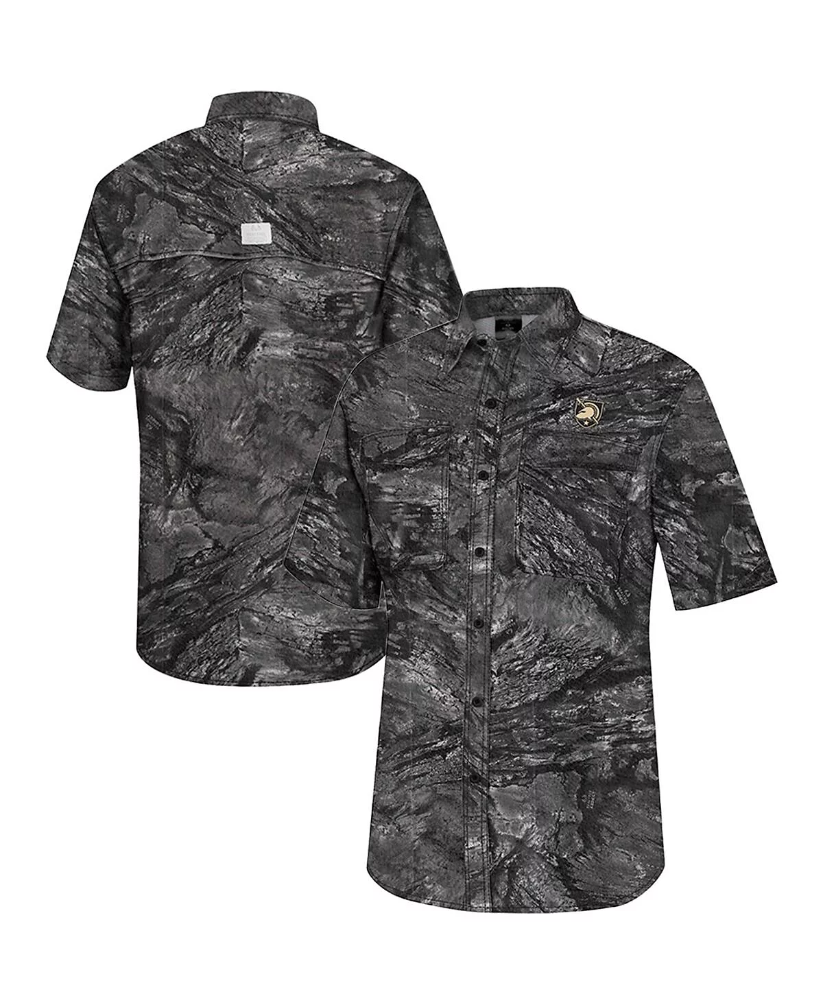 Mens Colosseum Charcoal Army Black Knights Realtree Aspect Charter Full-Button Fishing Shirt 9090₽