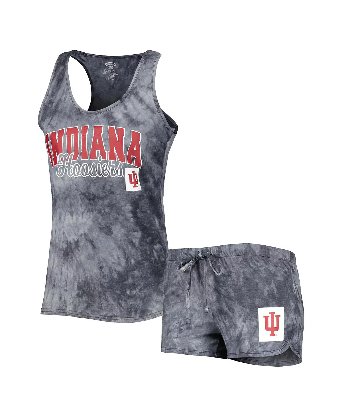 Womens Concepts Sport Charcoal Indiana Hoosiers Billboard Tie-Dye Tank Top and Shorts Sleep Set 5690₽