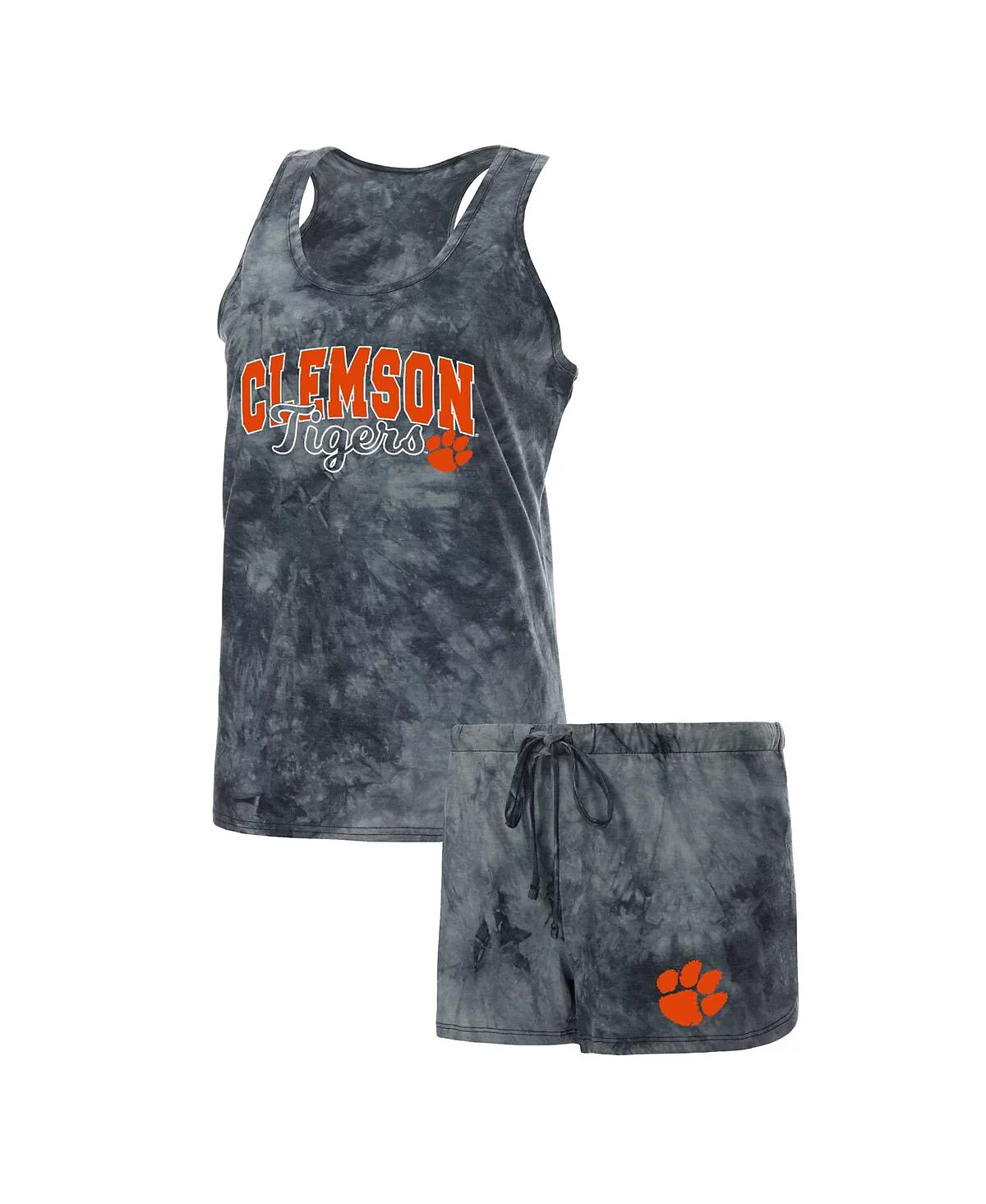 Womens Concepts Sport Charcoal Clemson Tigers Billboard Tie-Dye Tank Top and Shorts Sleep Set 5690₽