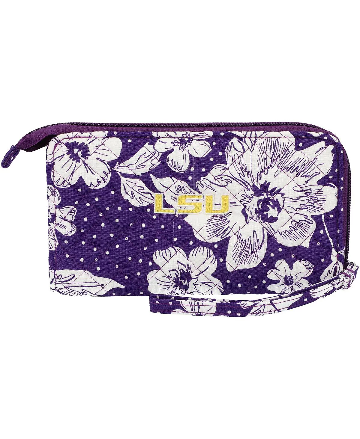 Womens Vera Bradley LSU Tigers Rain Garden Front-Zip Wristlet 7790₽