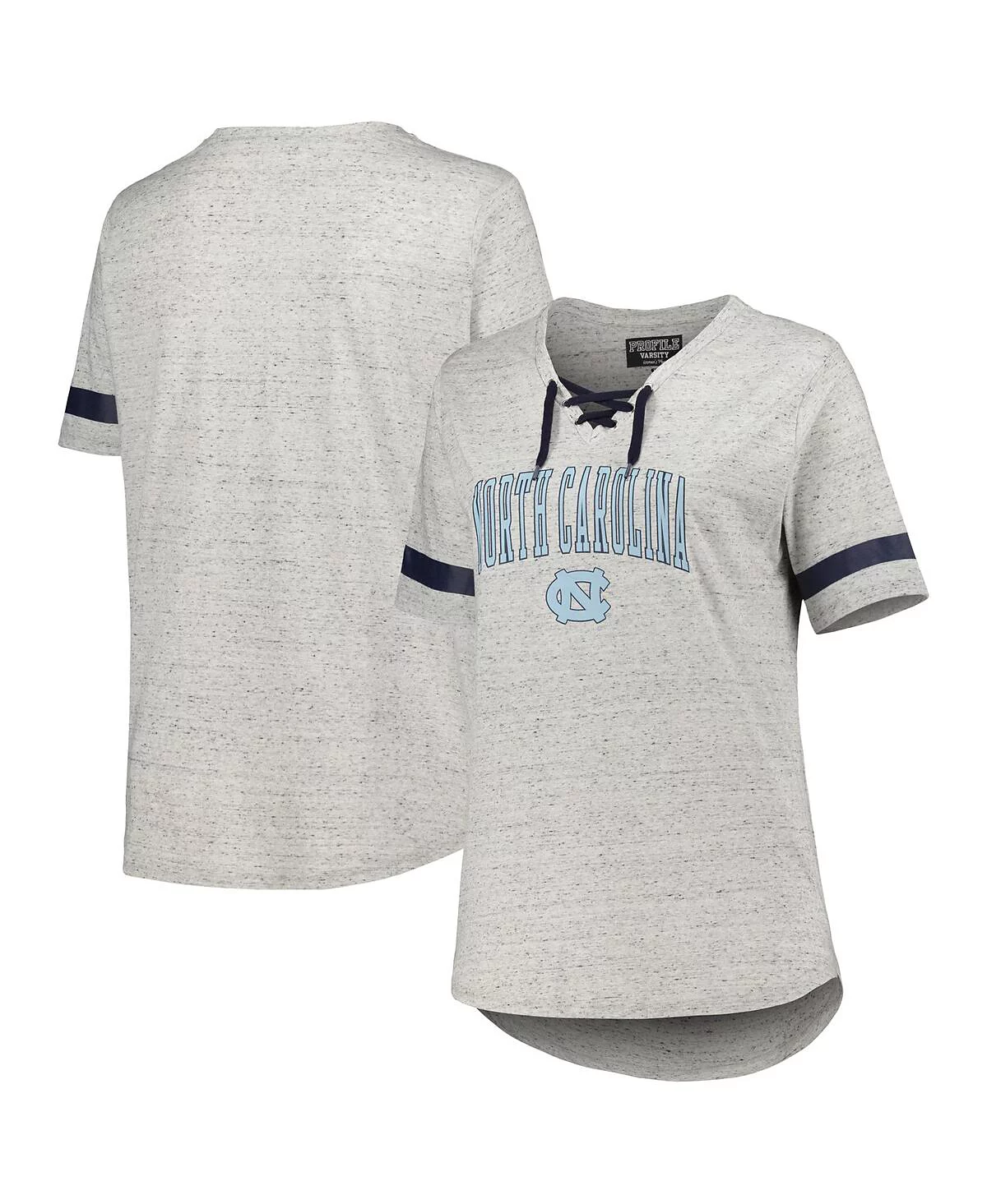 Womens Heather Gray North Carolina Tar Heels Plus Size Lace-Up T-shirt 6990₽