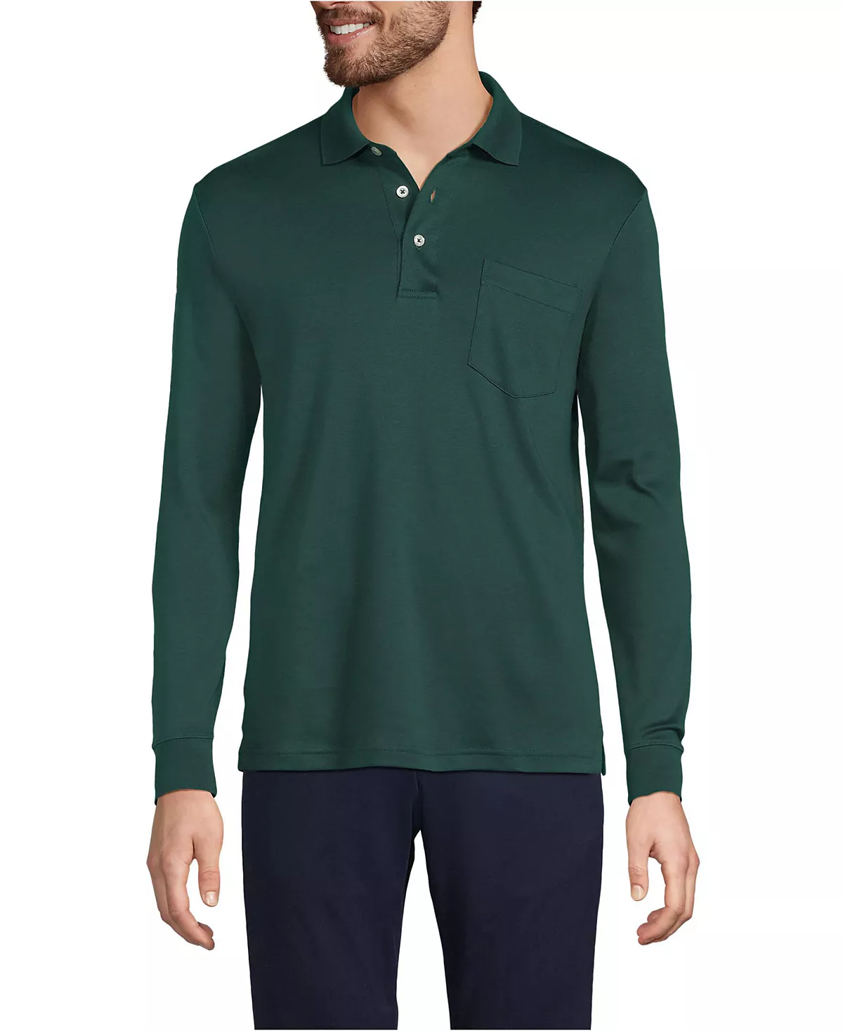 Мужская хлопчатобумажная рубашка поло Supima с длинным рукавом и карманом 9290₽