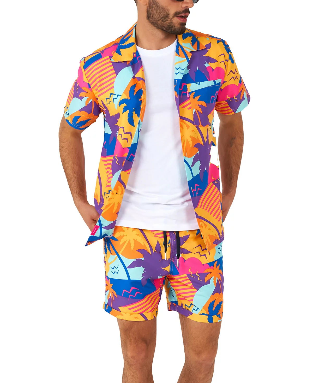 OppoSuits Mens Short-Sleeve Palm Power Graphic Shirt - Shorts Set 9490₽