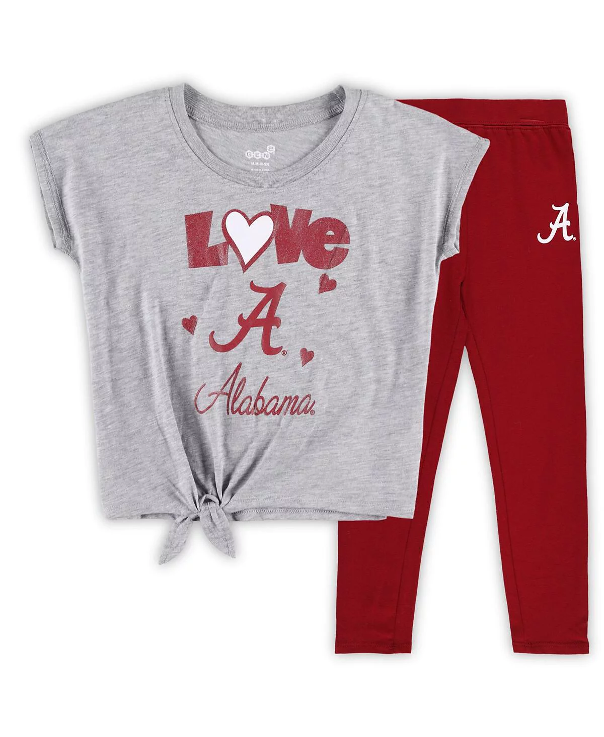 Preschool Girls Heathered Gray Crimson Alabama Crimson Tide Forever Love T-shirt and Leggings Set 6990₽