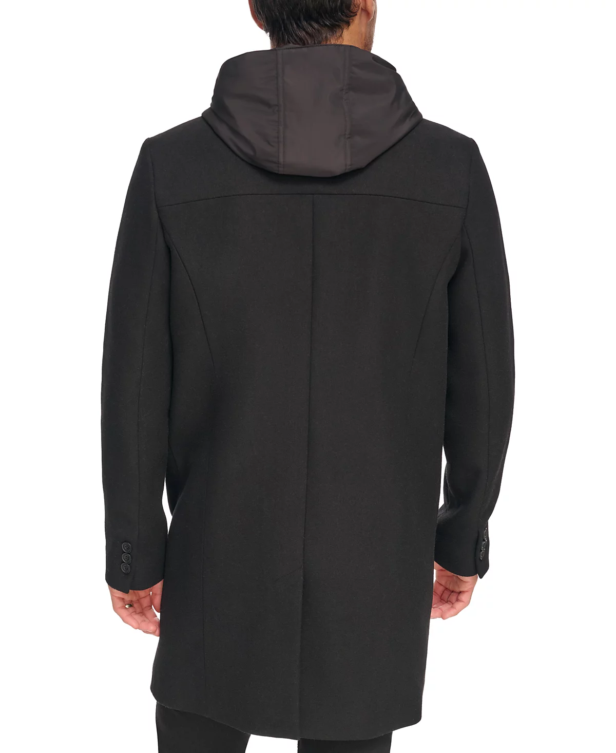 Kenneth Cole Men's Removable Hood Button Car Coat