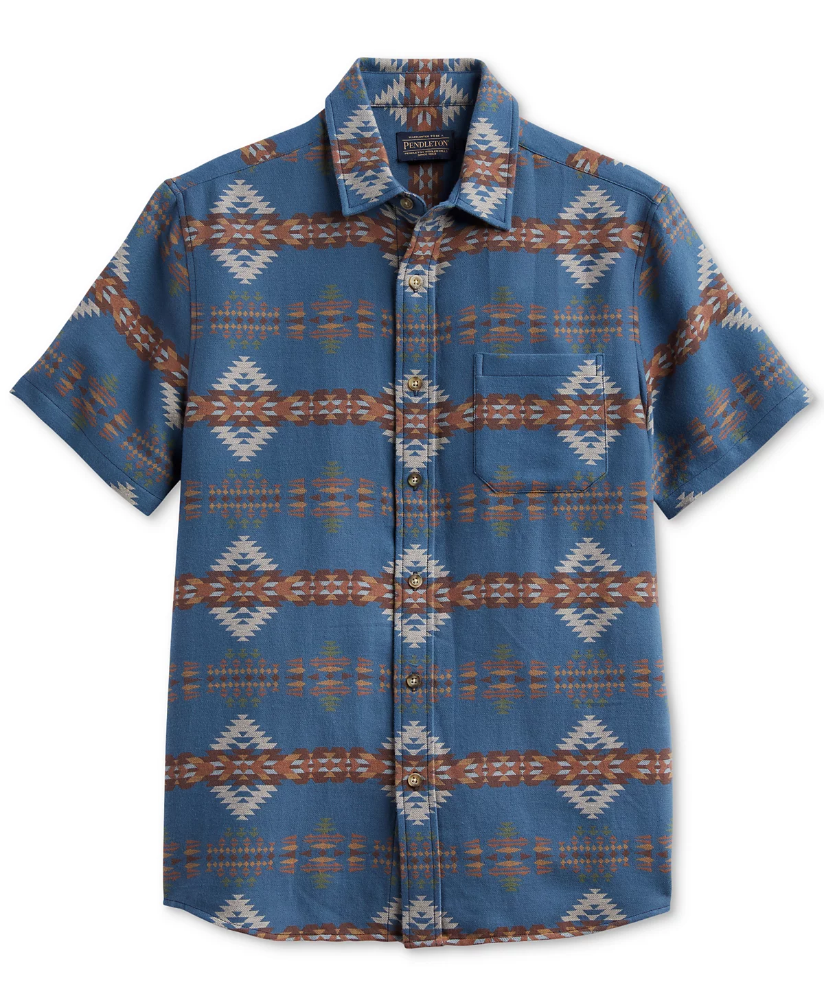 Pendleton Mens Unbrushed Chamois Printed Short Sleeve Button-Front Shirt 13590₽
