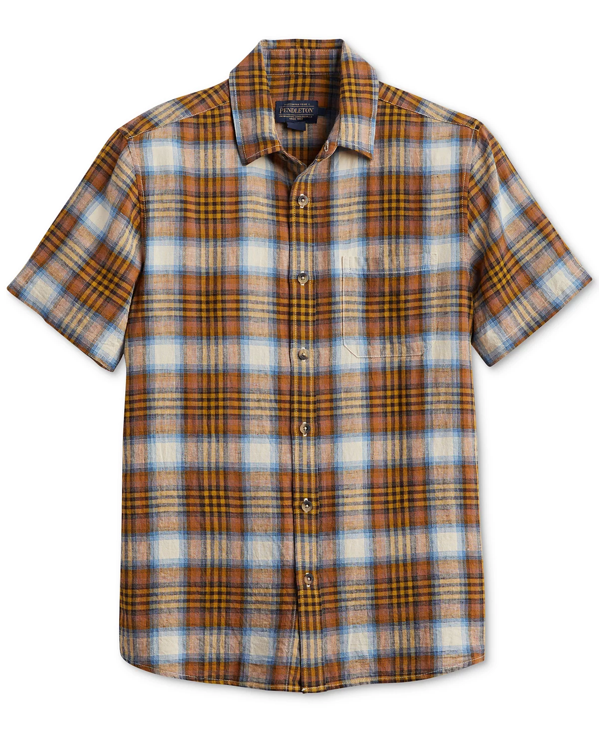Pendleton Mens Dawson Plaid Short Sleeve Button-Front Shirt 10190₽