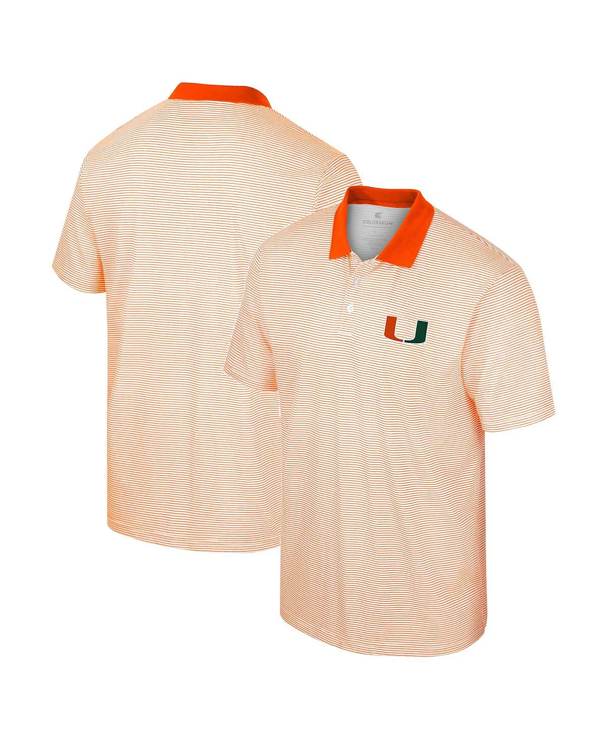 Mens Colosseum White Orange Miami Hurricanes Print Stripe Polo Shirt 6990₽