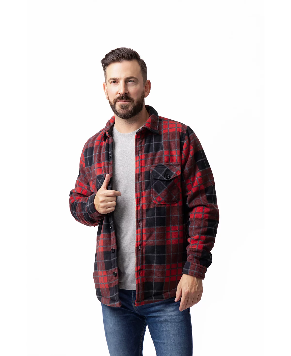Heat Holders Mens Jax Long Sleeve Plaid Shirt Jacket 15190₽