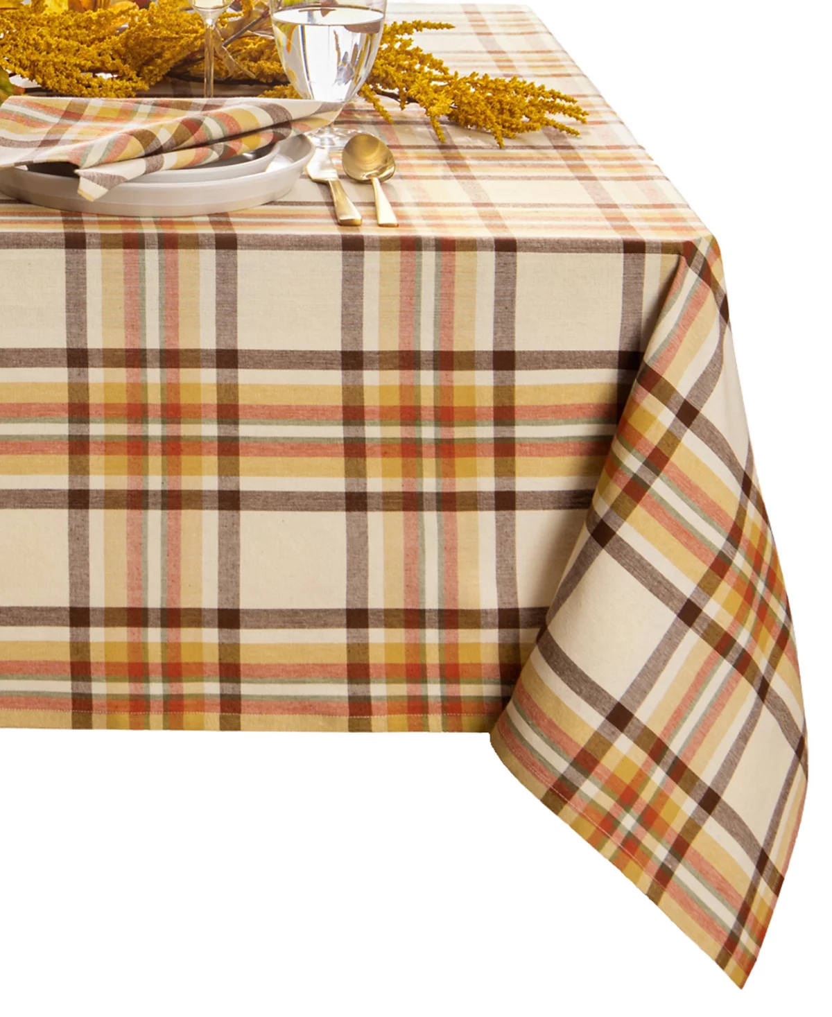 Elrene Russet Harvest Plaid Table Linens Collection 6990₽
