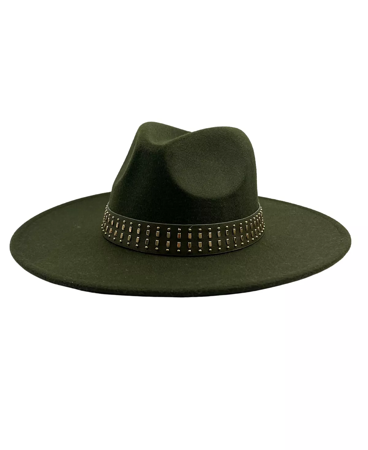 Панамская шляпа из полушерстяной ткани с заклепками на ленте 14090₽