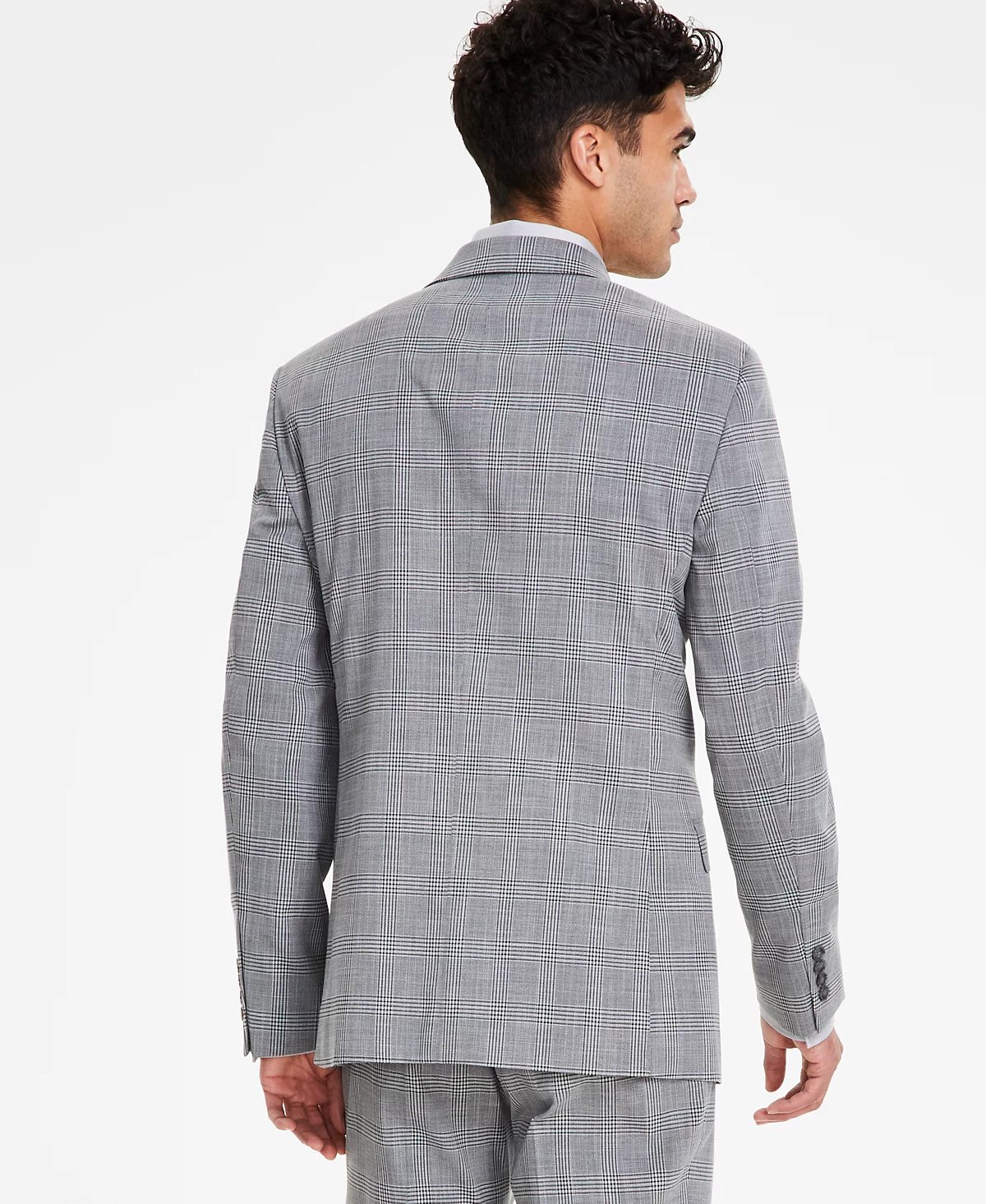 DKNY Mens Black - White Plaid Modern Suit Separates 7590₽