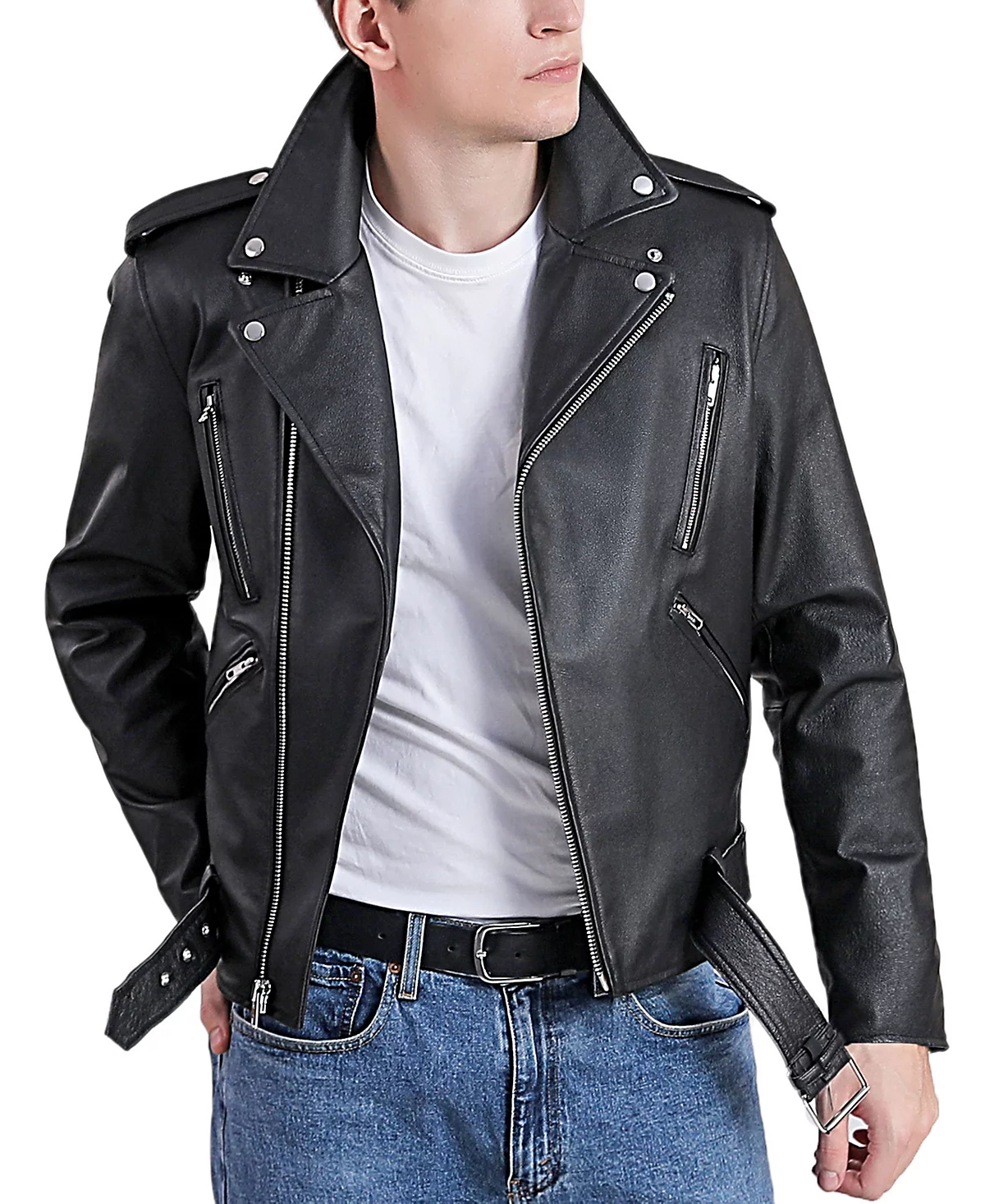 BGSD Mens Men Leather Urban Rider Jacket 76090₽